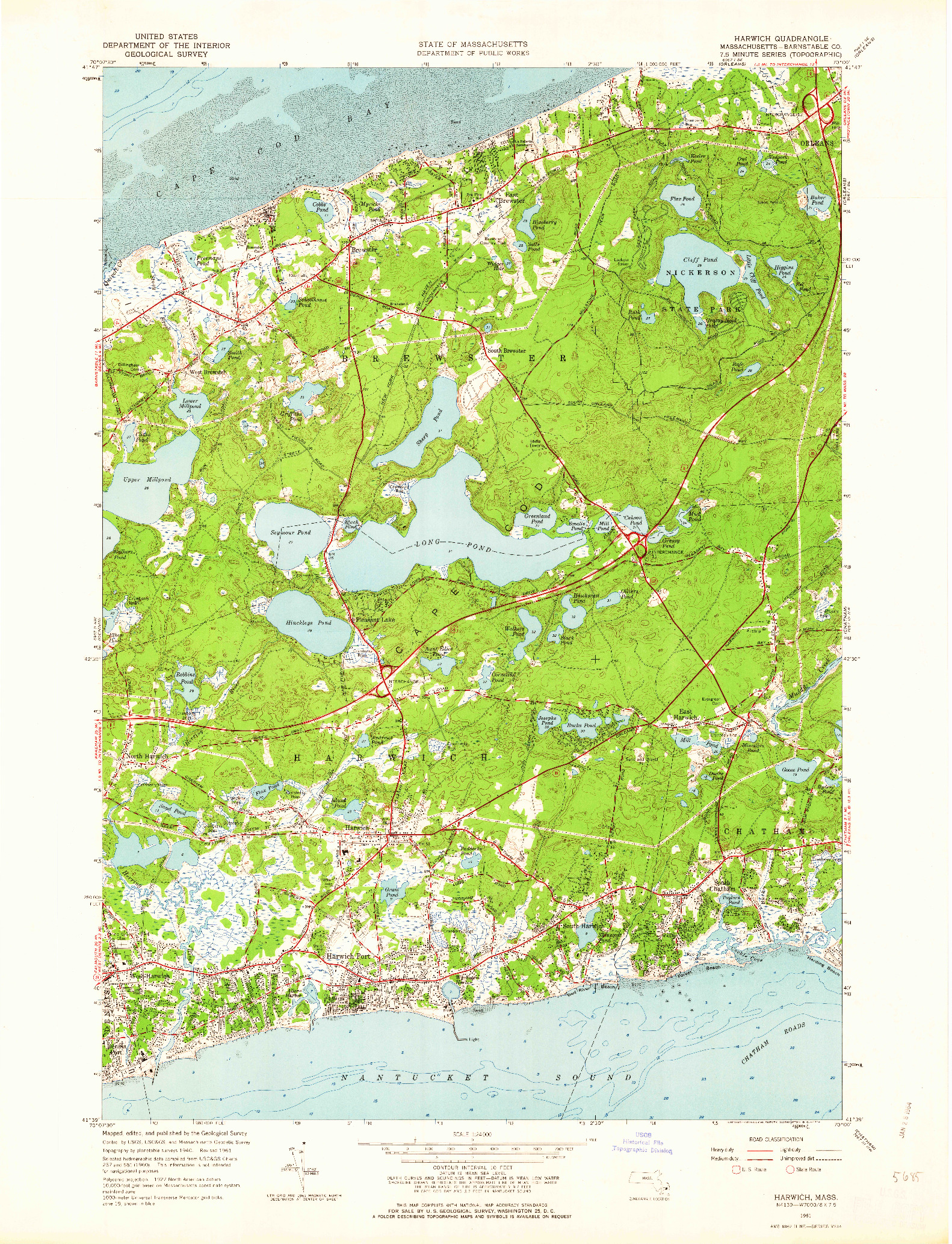 USGS 1:24000-SCALE QUADRANGLE FOR HARWICH, MA 1961