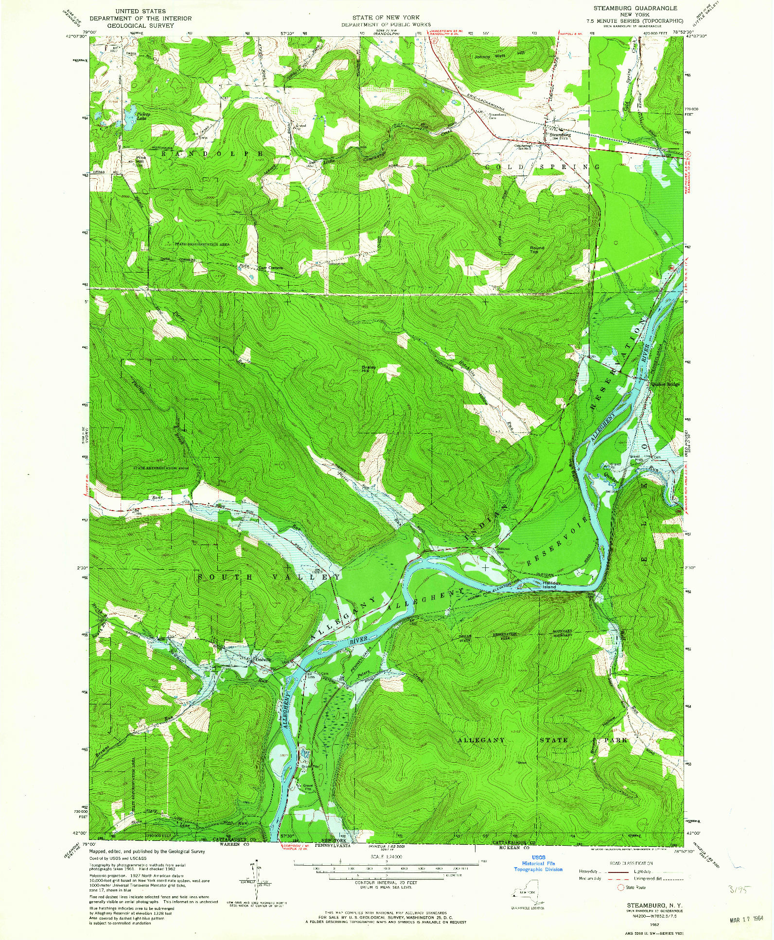 USGS 1:24000-SCALE QUADRANGLE FOR STEAMBURG, NY 1962