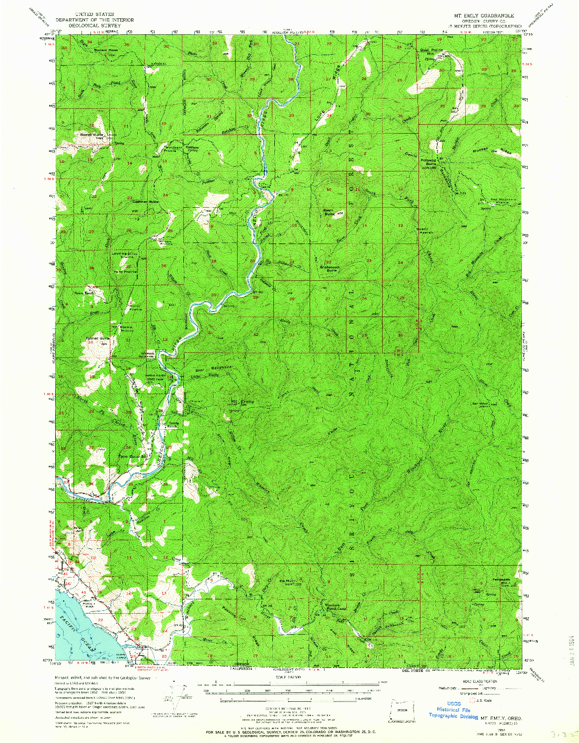 USGS 1:62500-SCALE QUADRANGLE FOR MT. EMILY, OR 1954