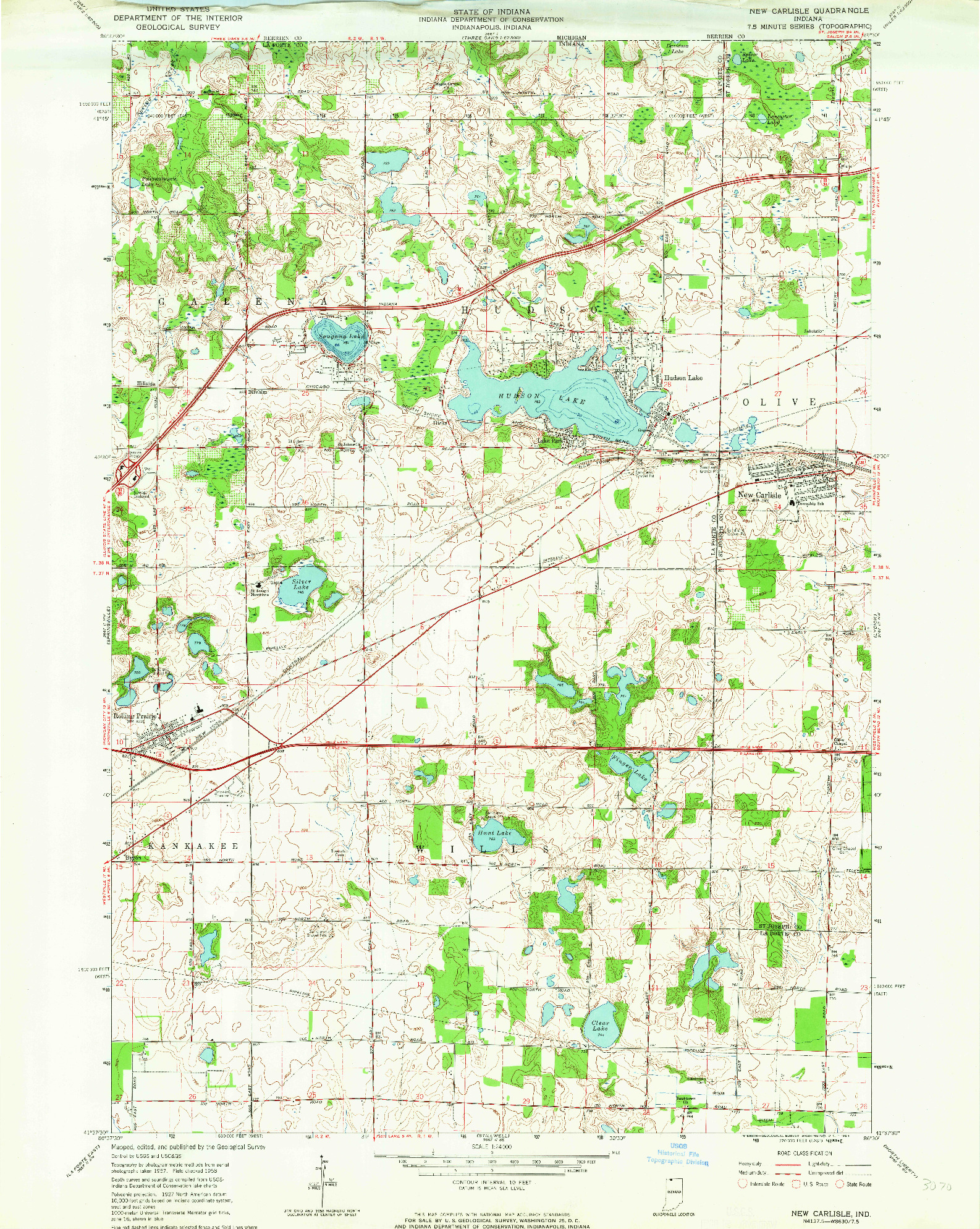 USGS 1:24000-SCALE QUADRANGLE FOR NEW CARLISLE, IN 1958