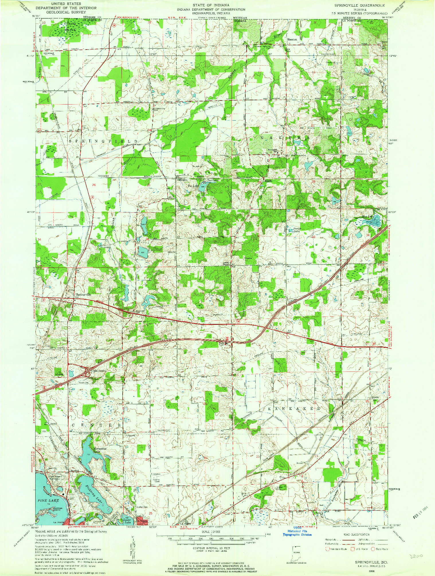 USGS 1:24000-SCALE QUADRANGLE FOR SPRINGVILLE, IN 1958