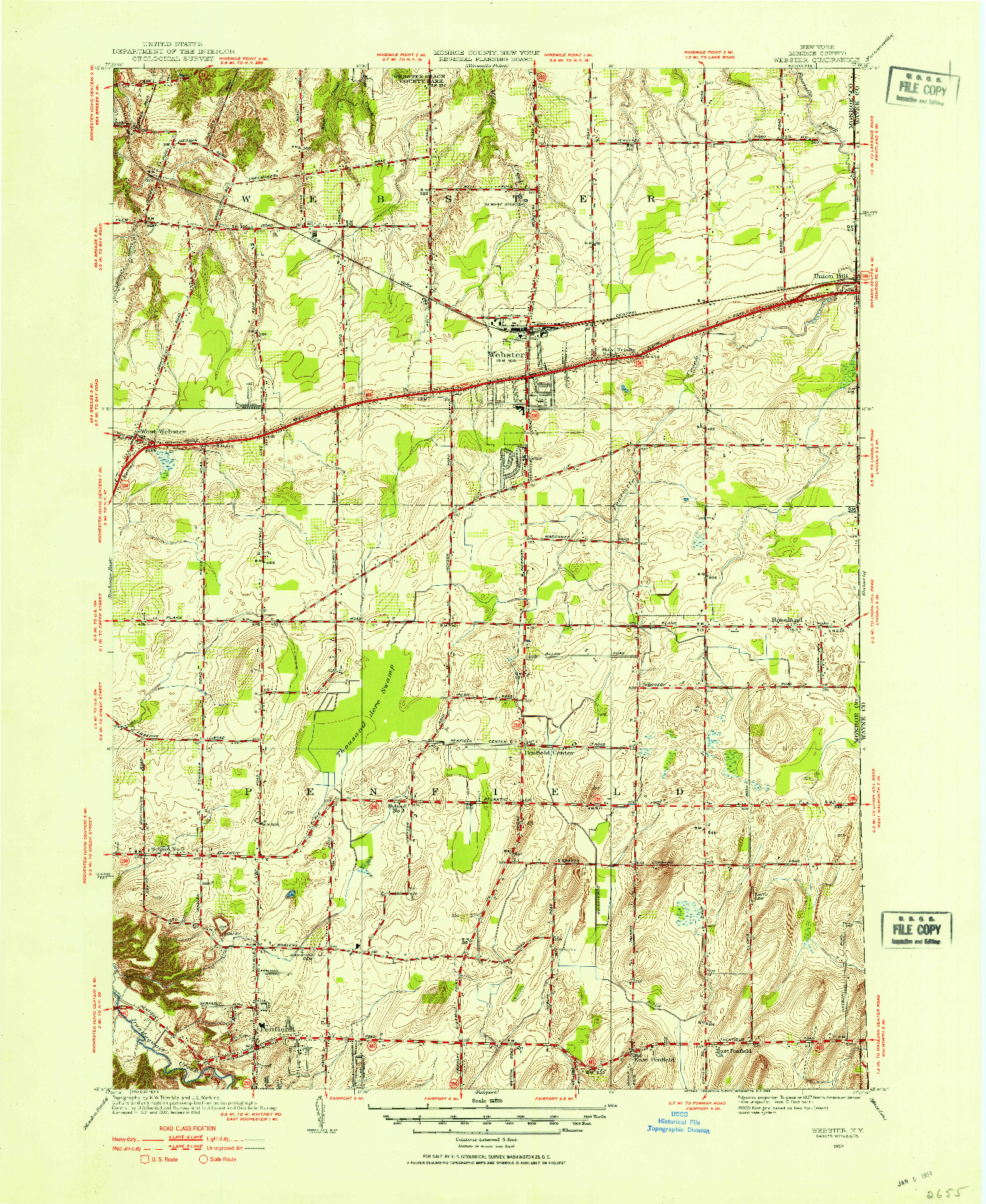 USGS 1:24000-SCALE QUADRANGLE FOR WEBSTER, NY 1952