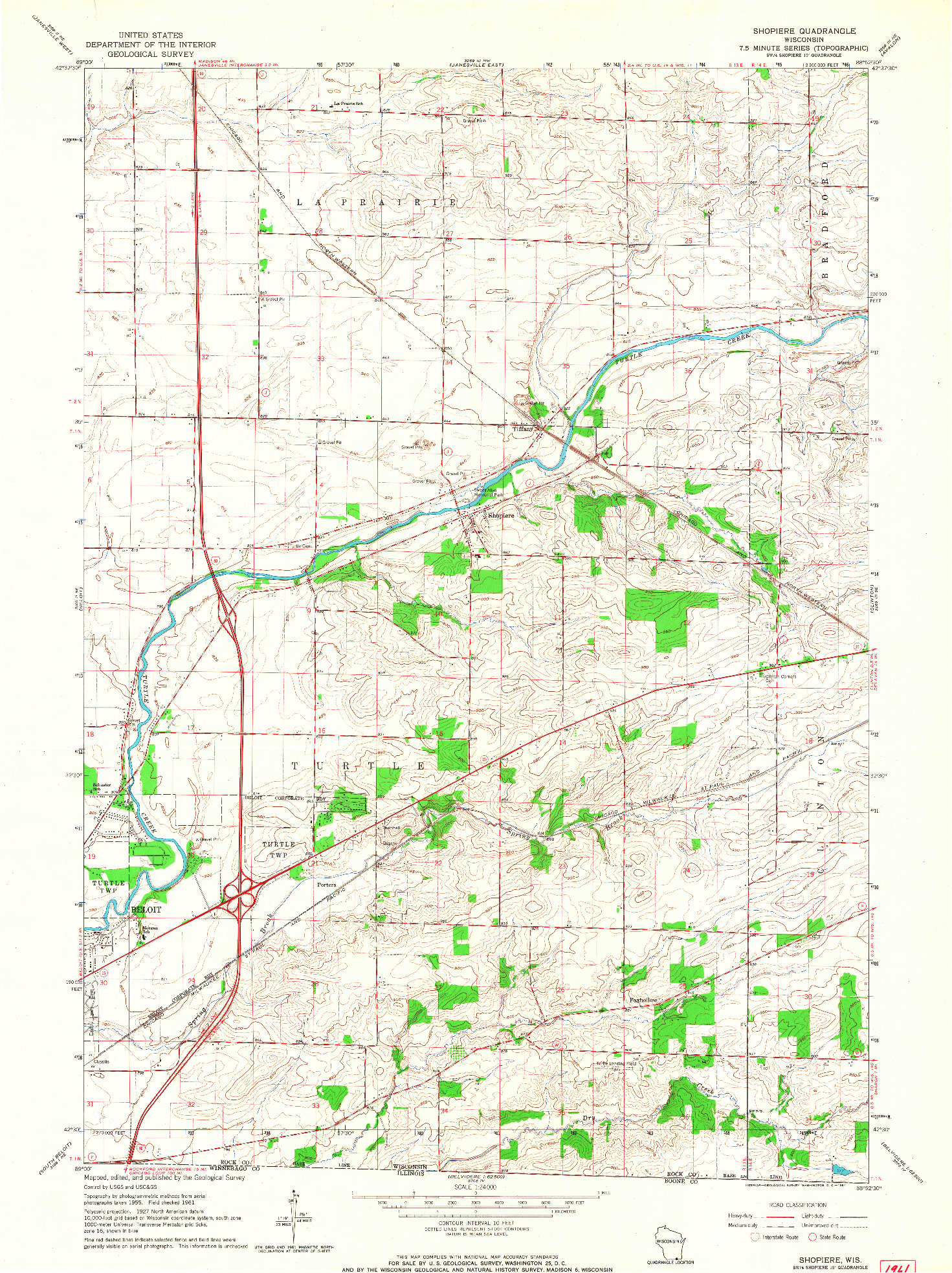 USGS 1:24000-SCALE QUADRANGLE FOR SHOPIERE, WI 1961