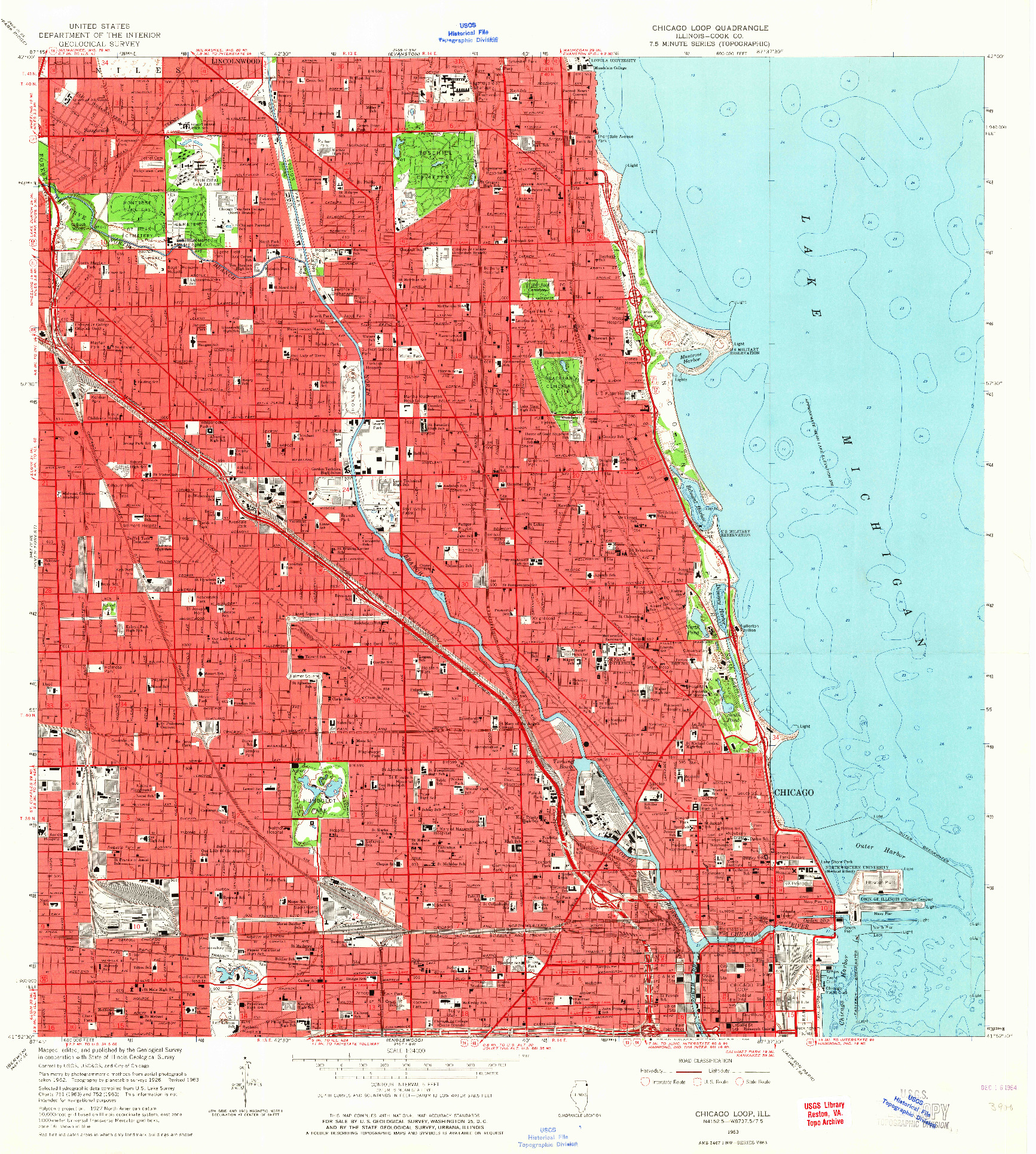 USGS 1:24000-SCALE QUADRANGLE FOR CHICAGO LOOP, IL 1963