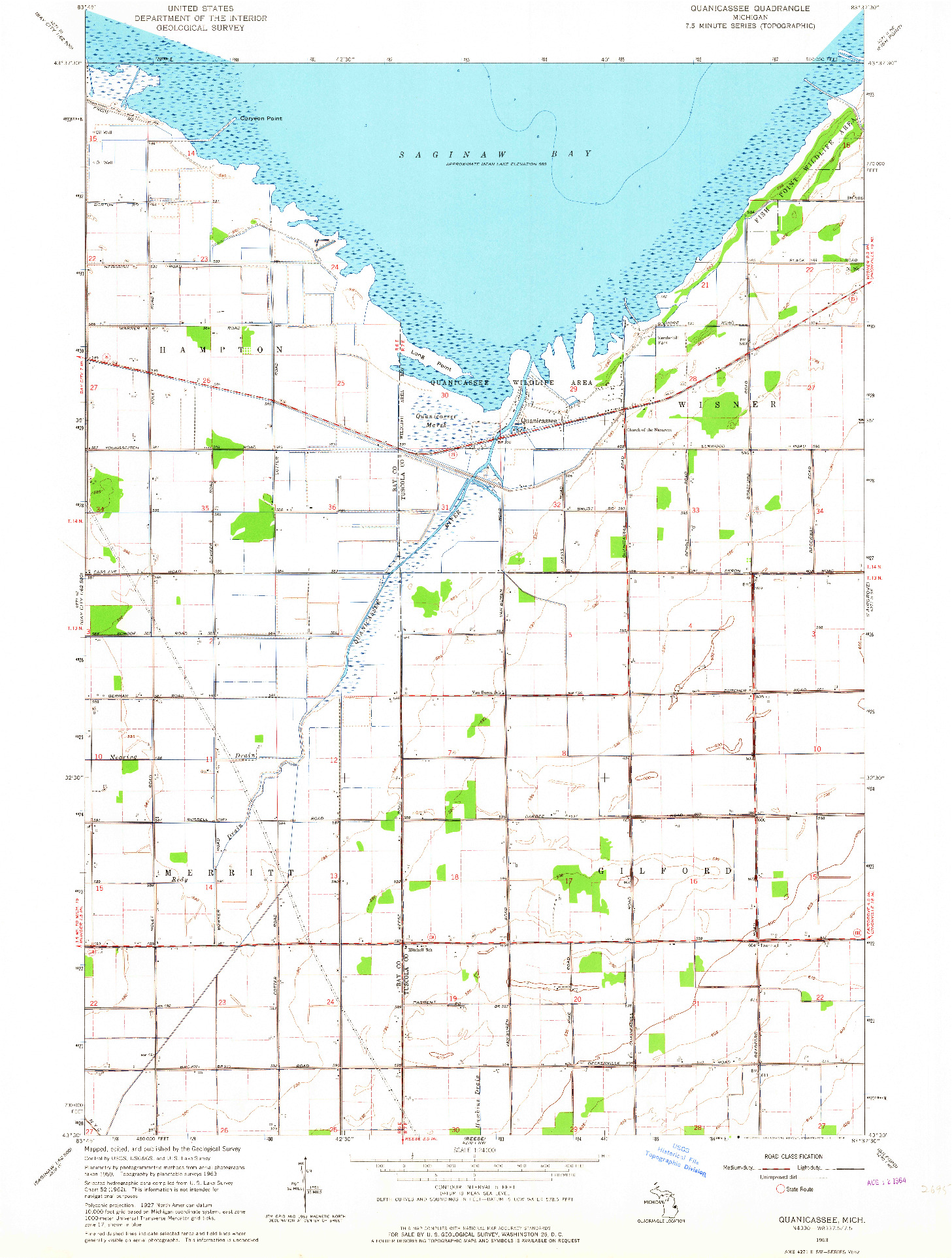 USGS 1:24000-SCALE QUADRANGLE FOR QUANICASSEE, MI 1963