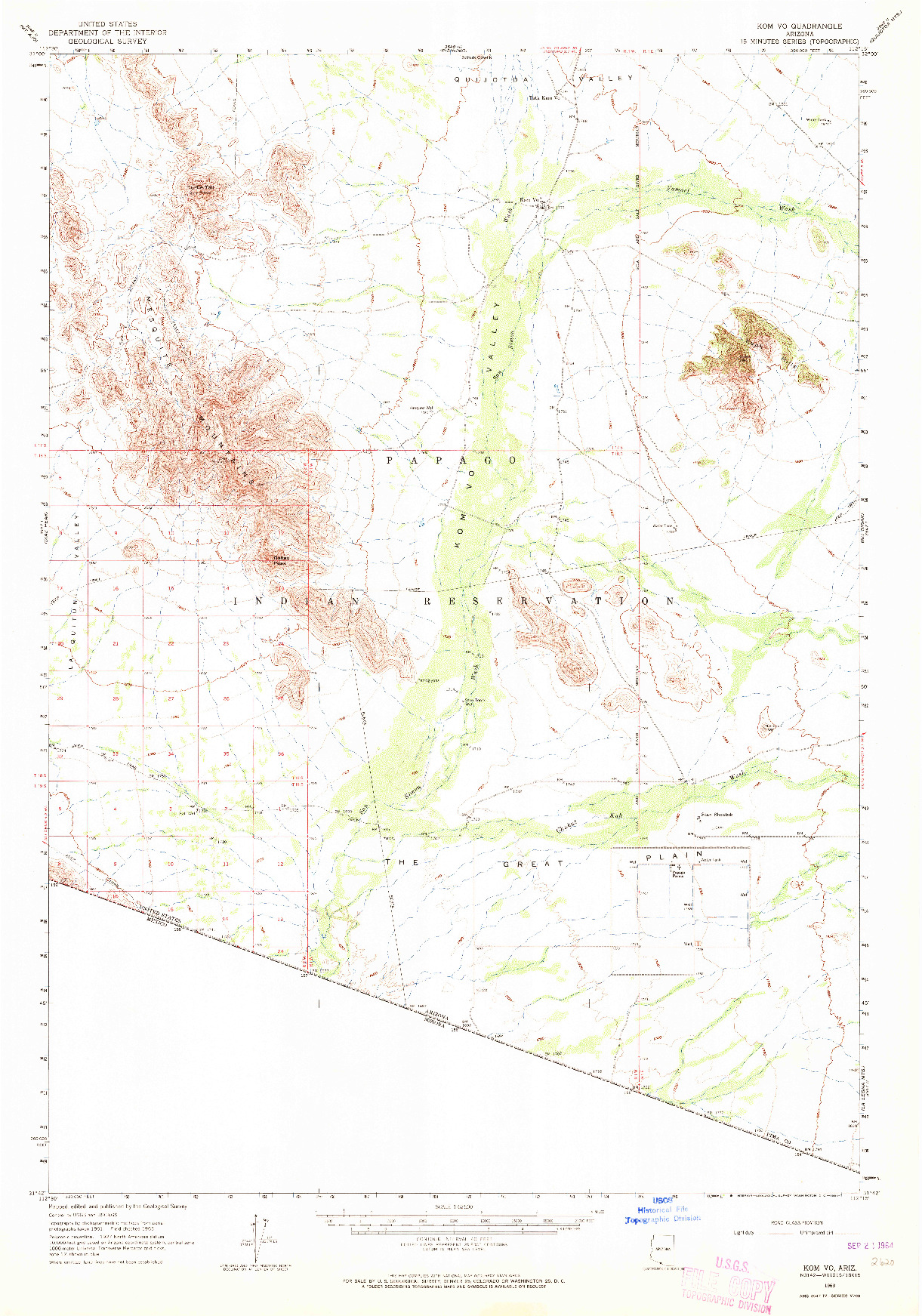 USGS 1:62500-SCALE QUADRANGLE FOR KOM VO, AZ 1963