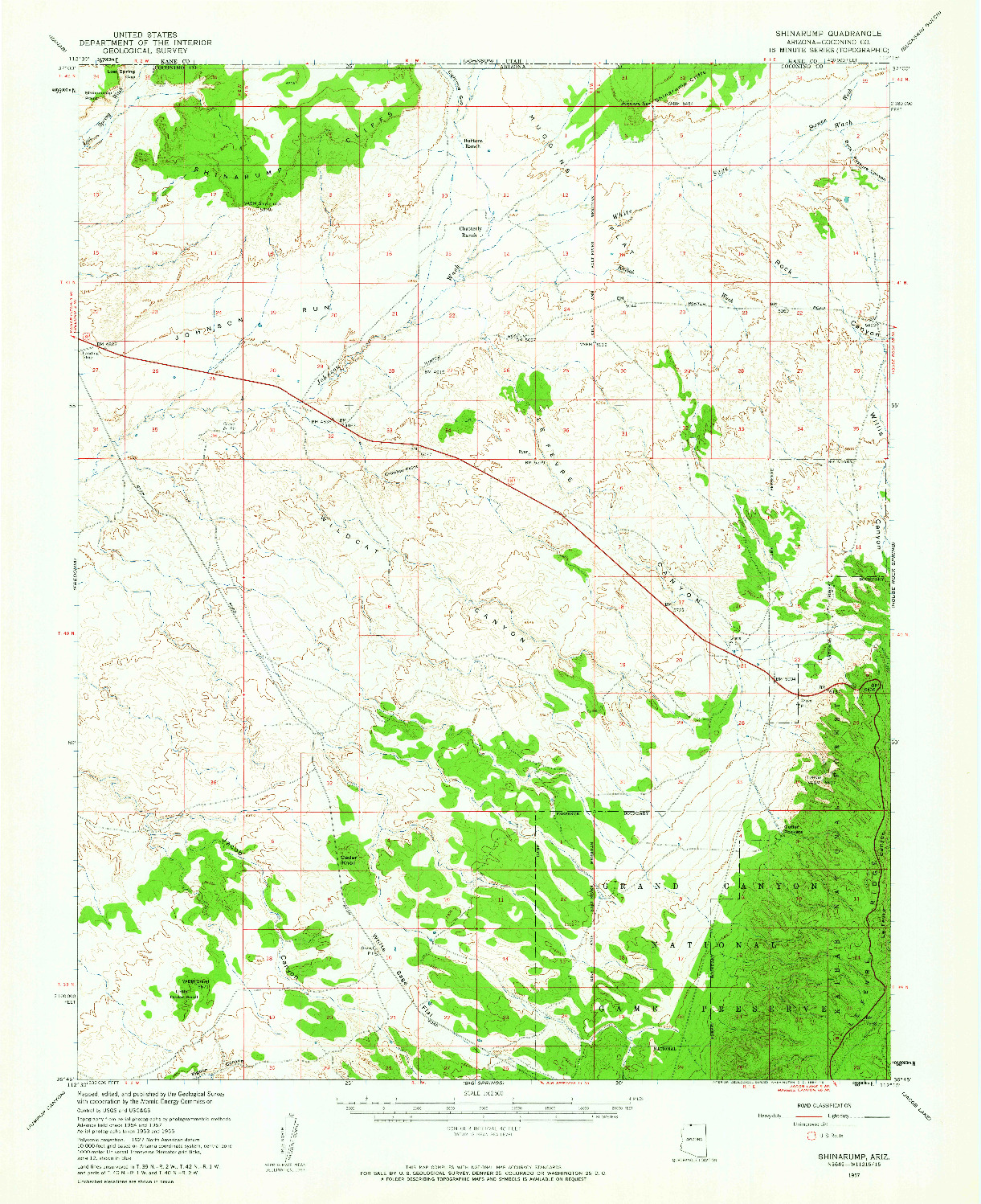 USGS 1:62500-SCALE QUADRANGLE FOR SHINARUMP, AZ 1957