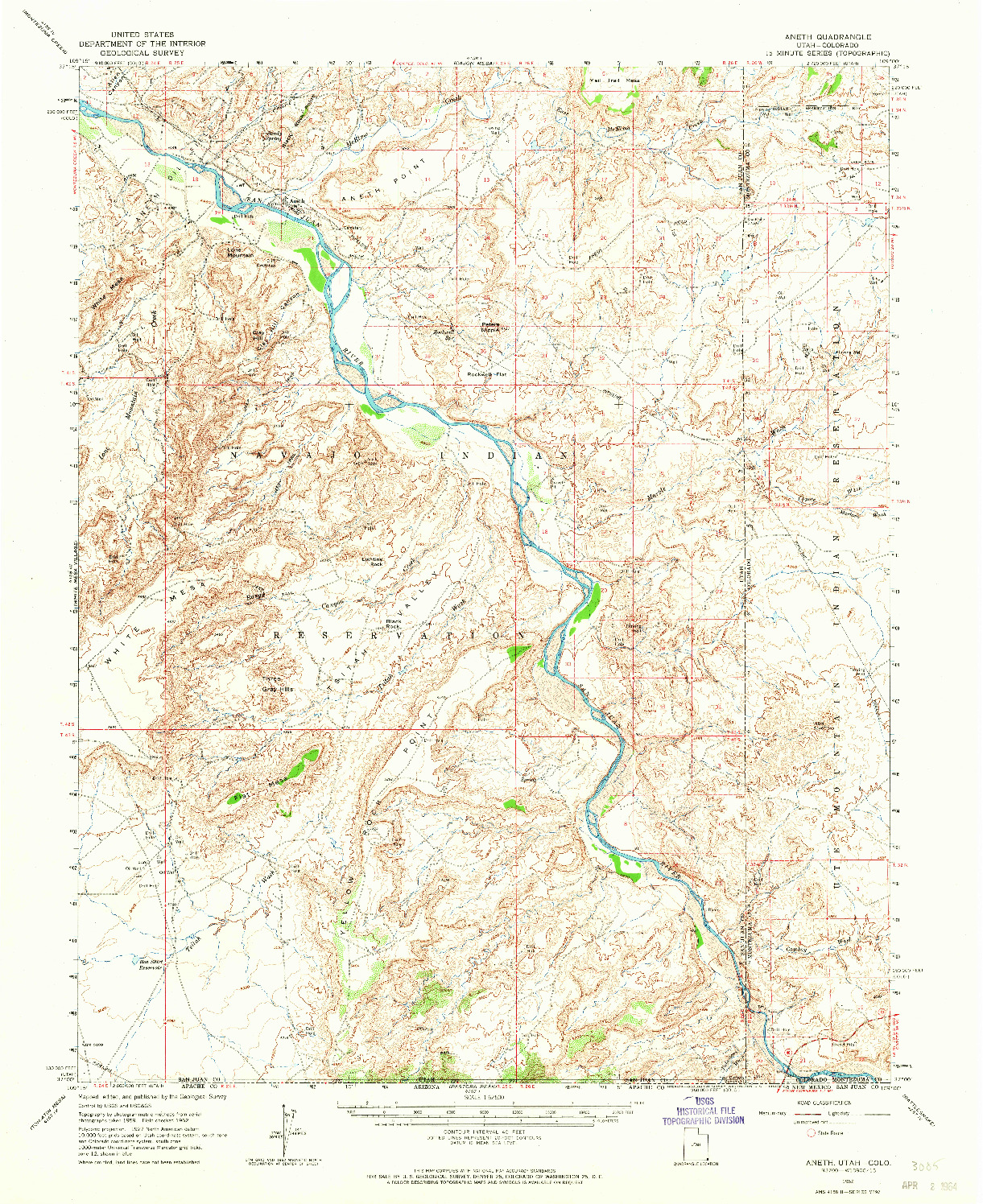 USGS 1:62500-SCALE QUADRANGLE FOR ANETH, UT 1962