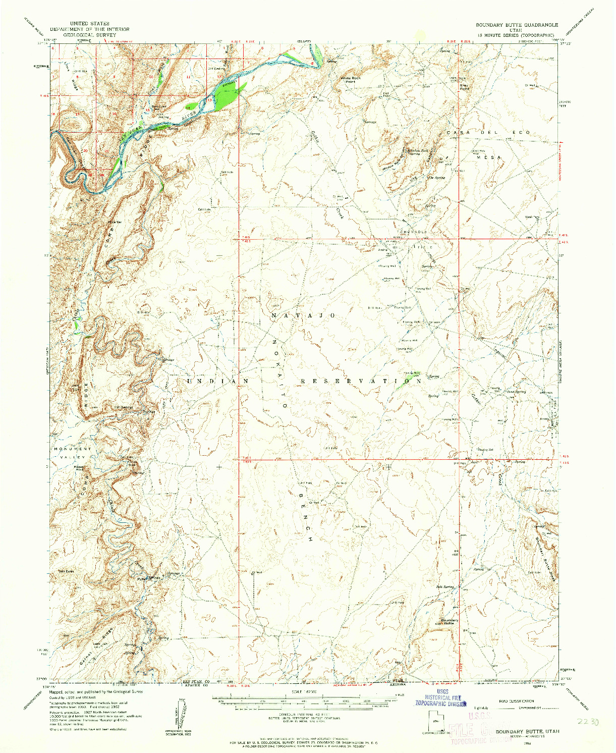 USGS 1:62500-SCALE QUADRANGLE FOR BOUNDARY BUTTE, UT 1962