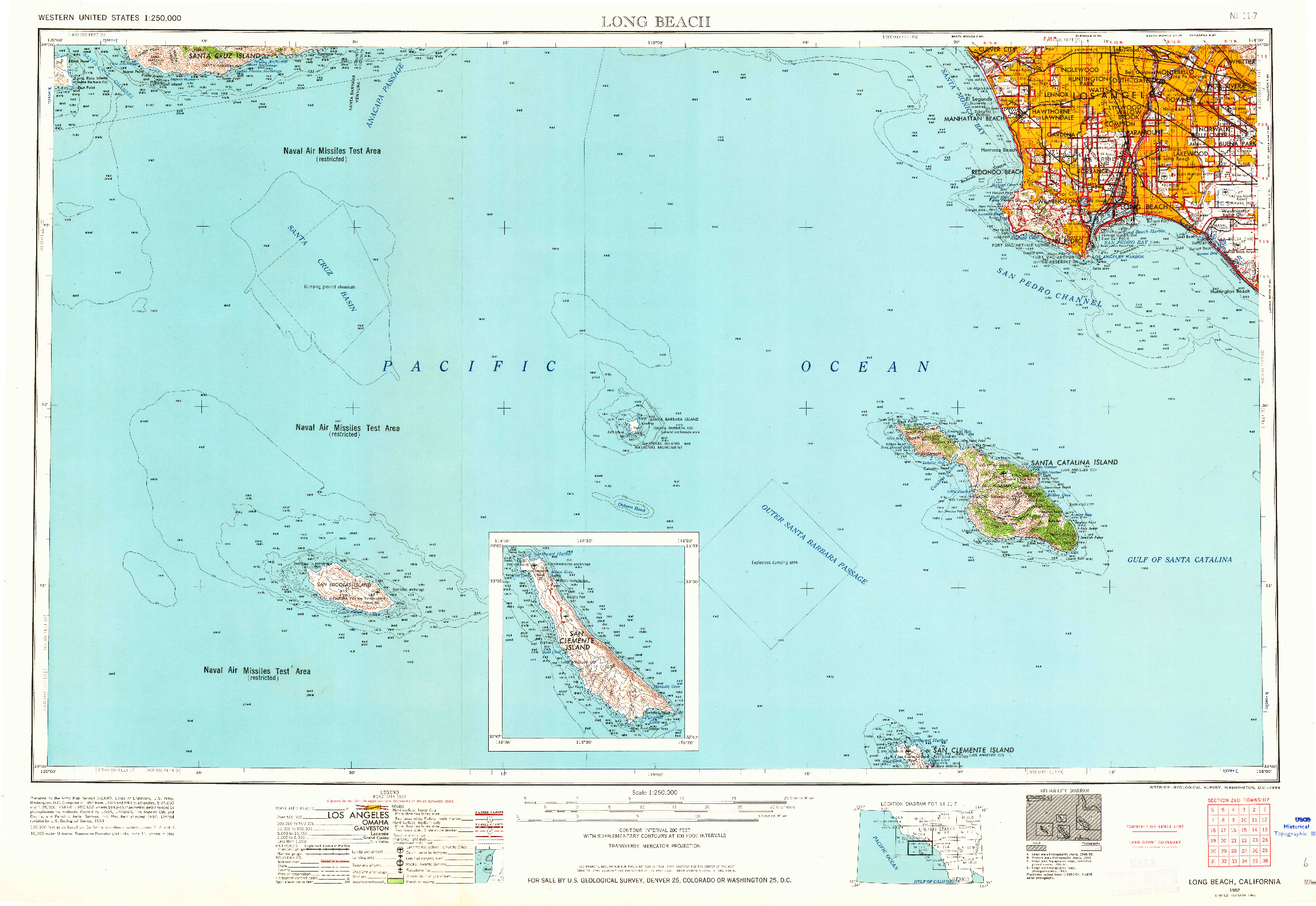 USGS 1:250000-SCALE QUADRANGLE FOR LONG BEACH, CA 1957