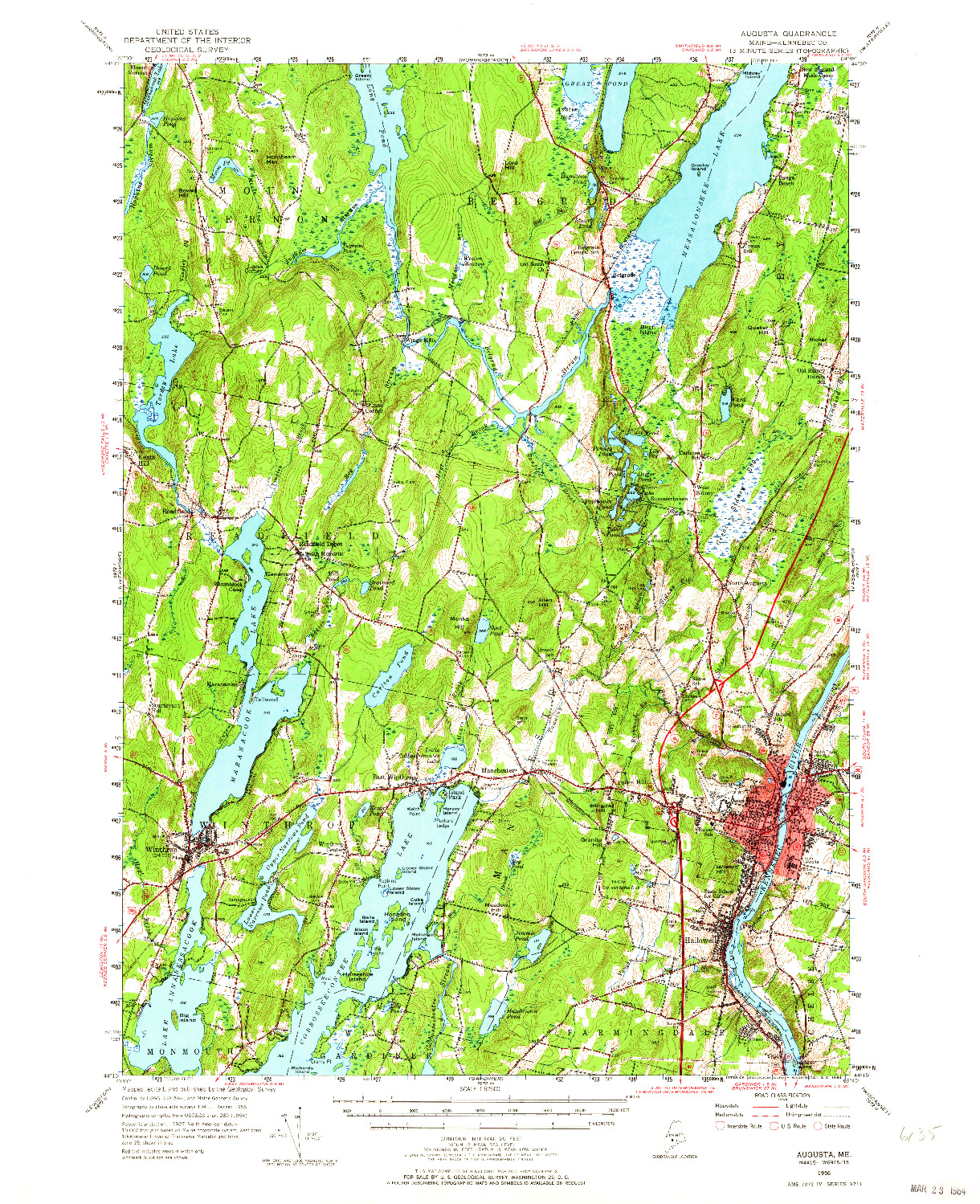 USGS 1:62500-SCALE QUADRANGLE FOR AUGUSTA, ME 1956