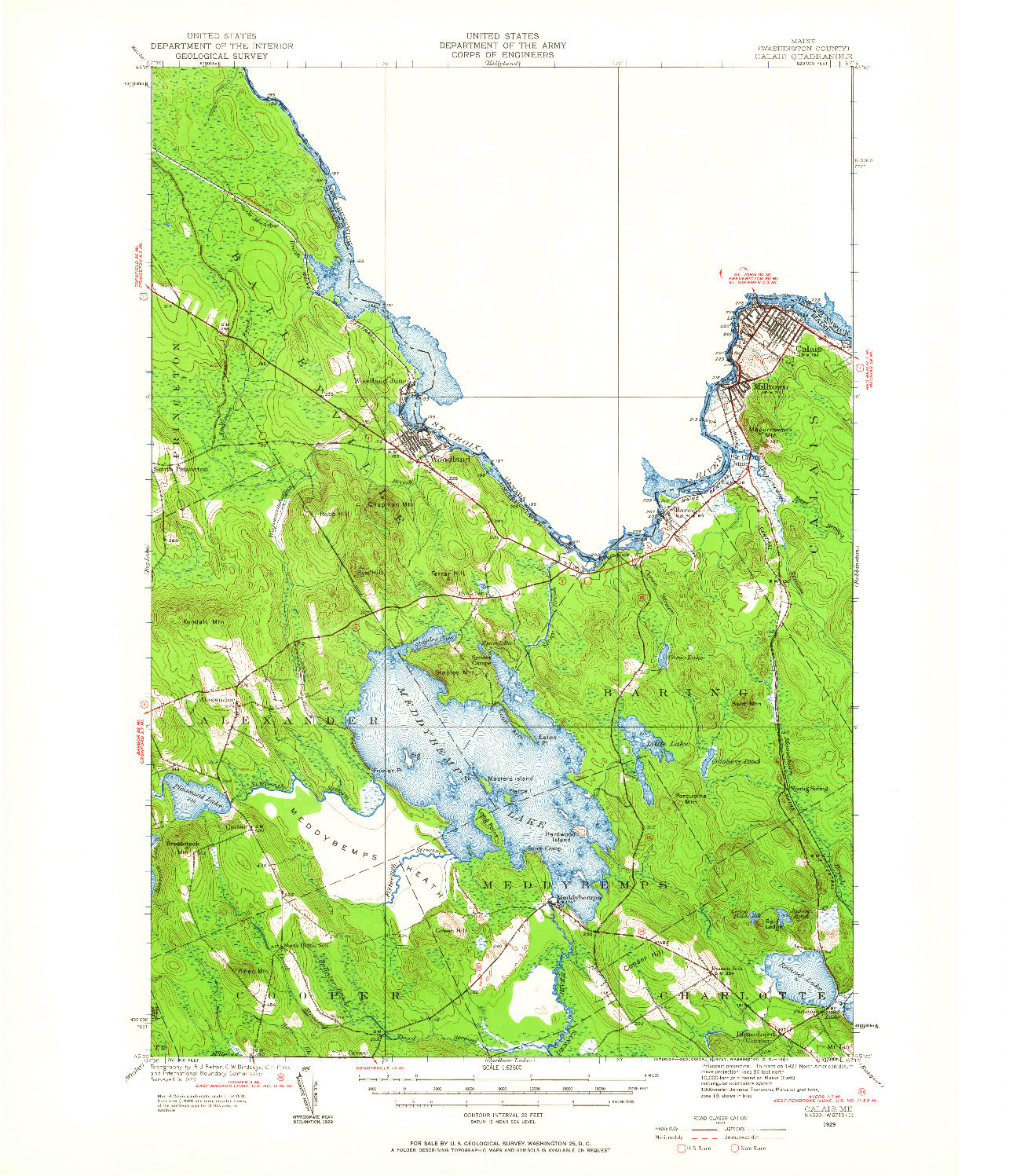 USGS 1:62500-SCALE QUADRANGLE FOR CALAIS, ME 1929