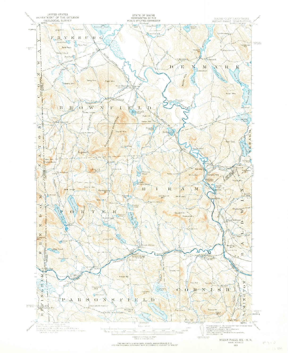 USGS 1:62500-SCALE QUADRANGLE FOR KEZAR FALLS, ME 1910