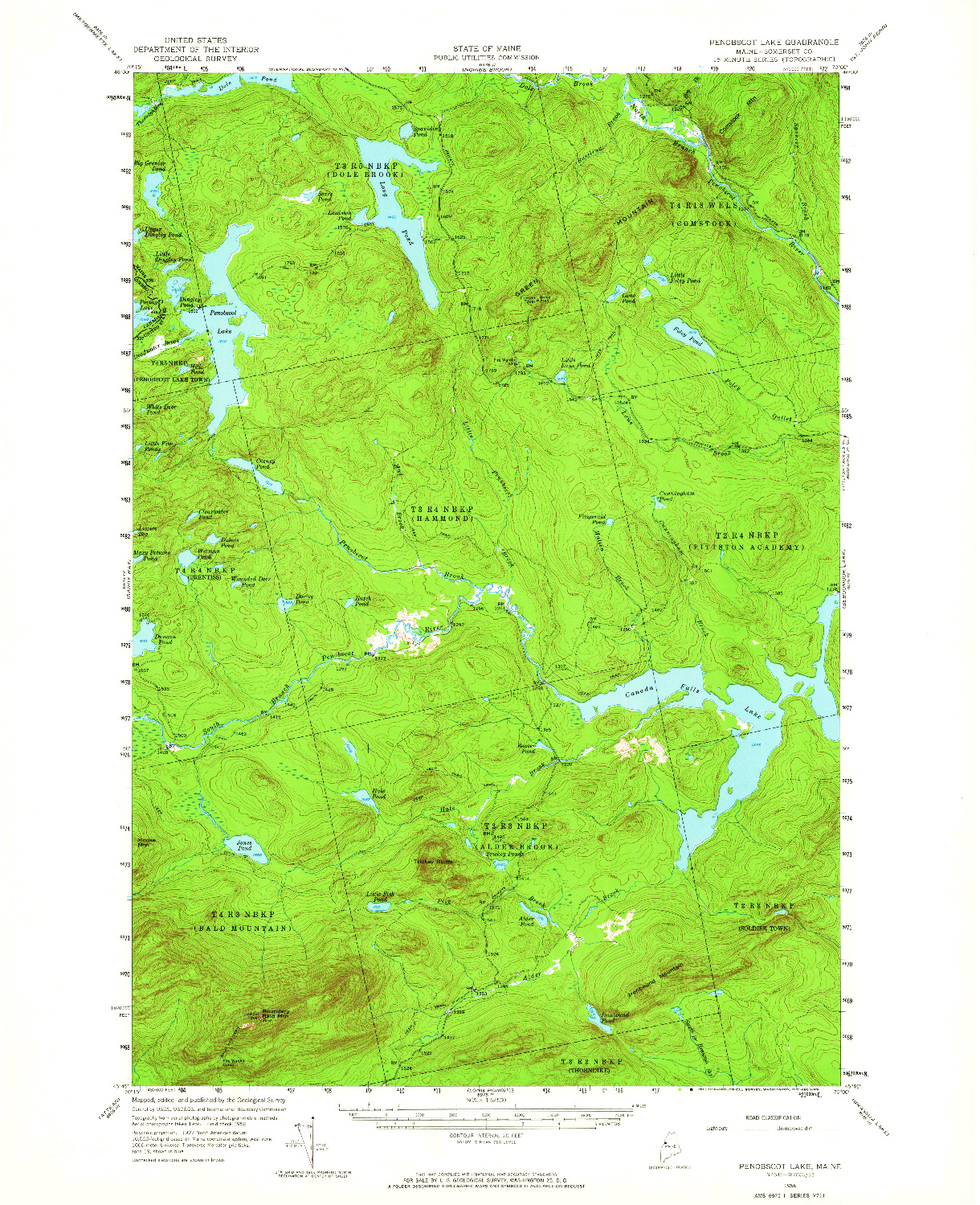 USGS 1:62500-SCALE QUADRANGLE FOR PENOBSCOT LAKE, ME 1956