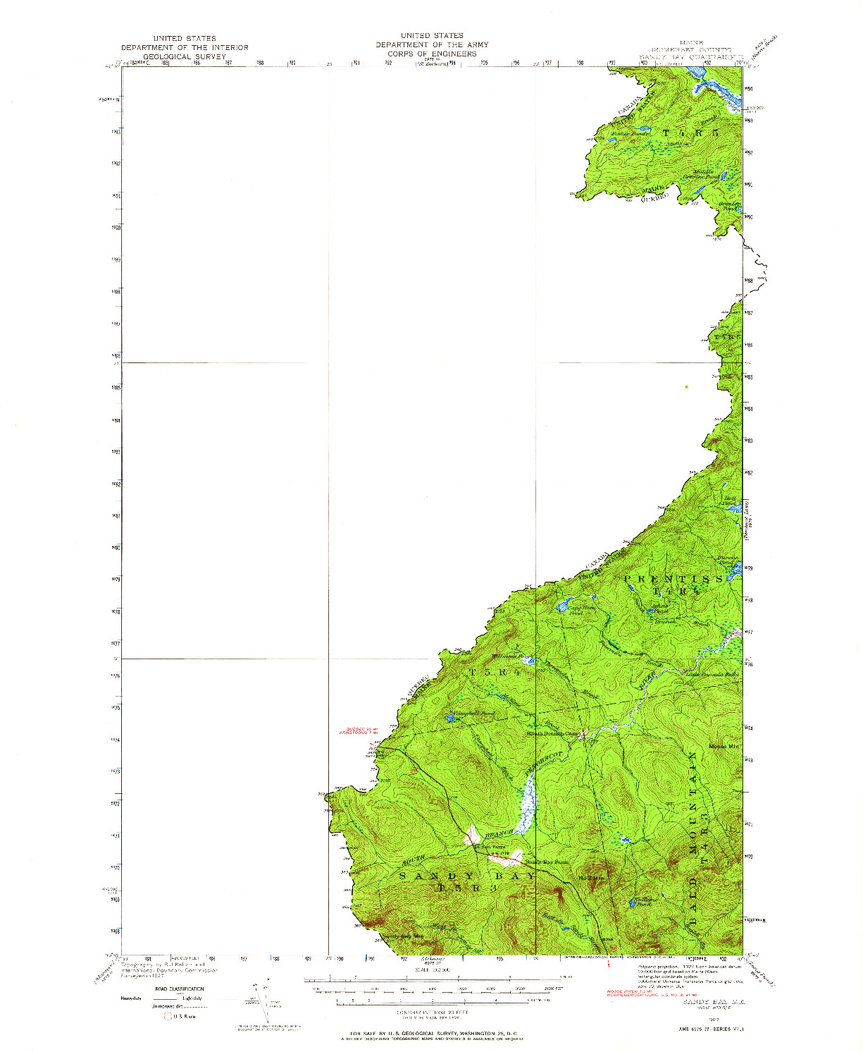 USGS 1:62500-SCALE QUADRANGLE FOR SANDY BAY, ME 1927