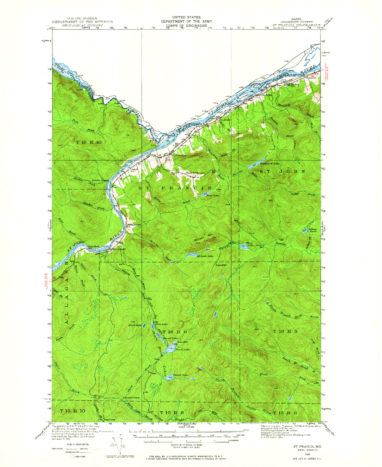 USGS 1:62500-SCALE QUADRANGLE FOR ST. FRANCIS, ME 1930