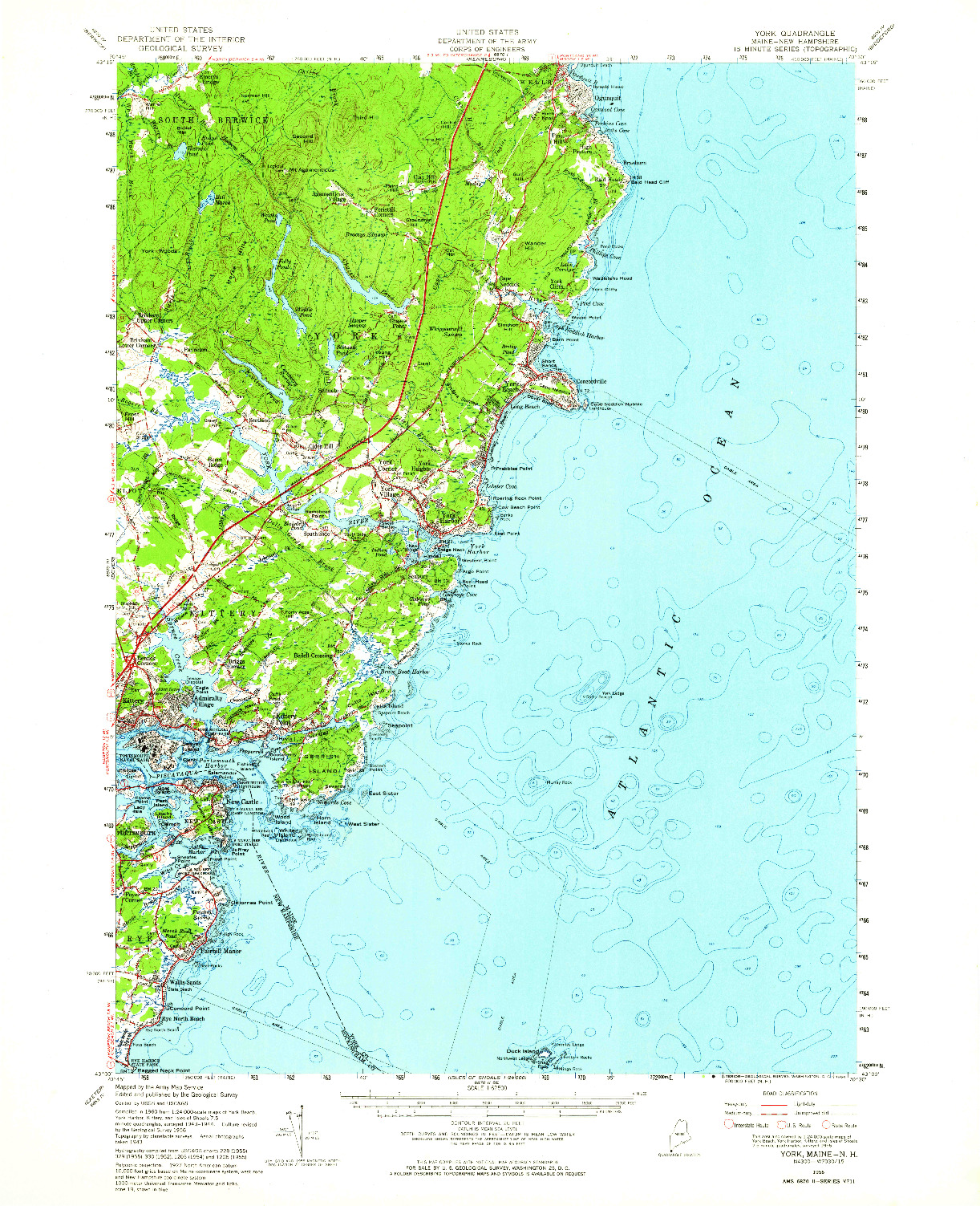 USGS 1:62500-SCALE QUADRANGLE FOR YORK, ME 1956