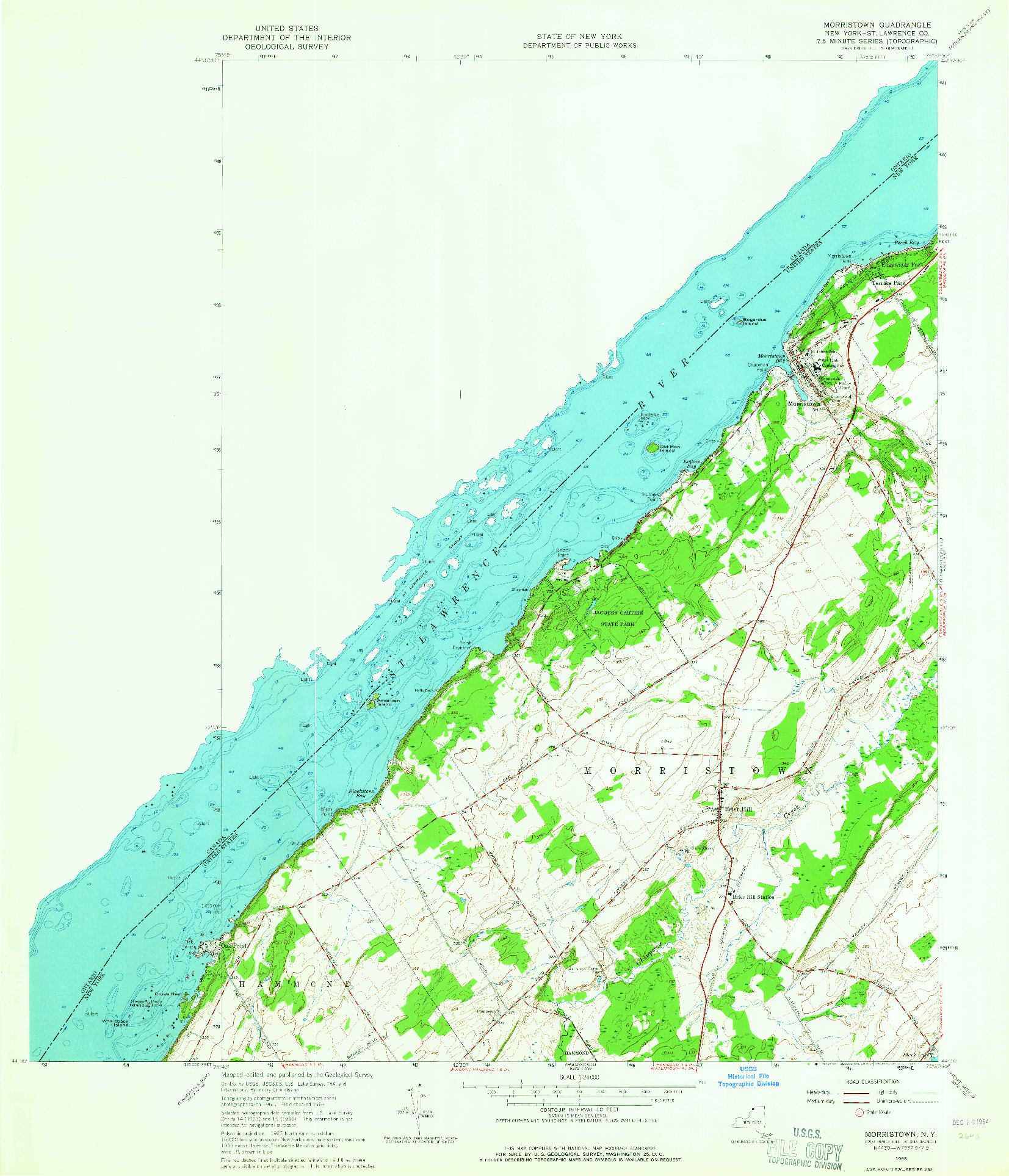 USGS 1:24000-SCALE QUADRANGLE FOR MORRISTOWN, NY 1963