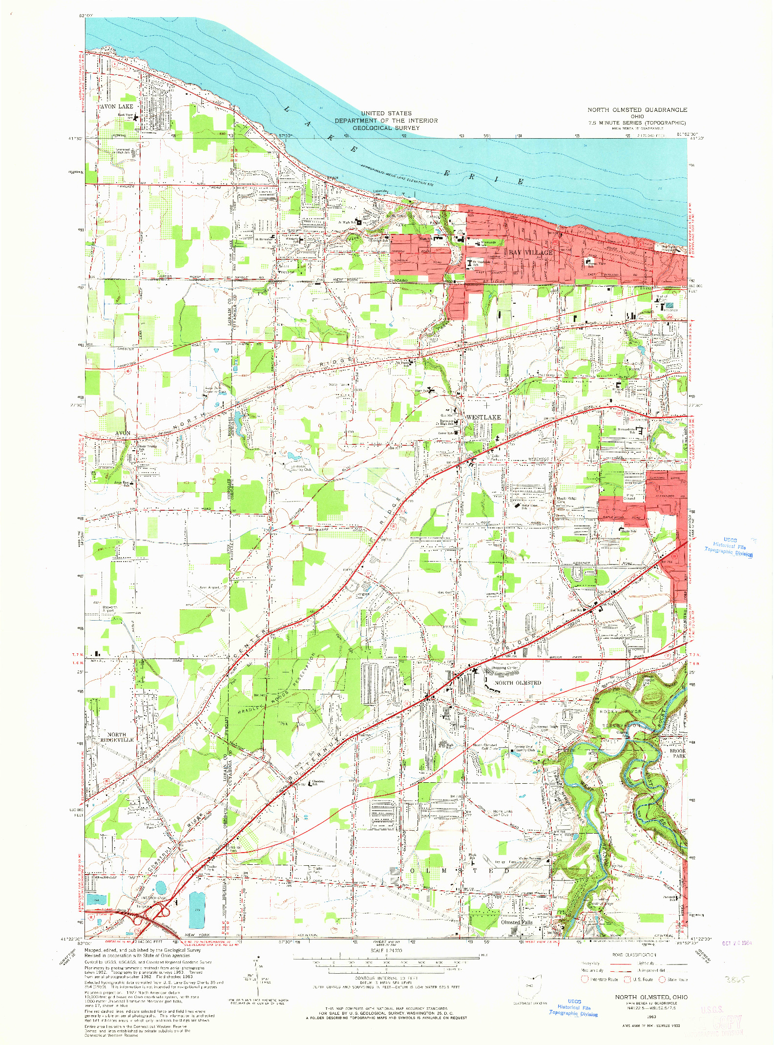 USGS 1:24000-SCALE QUADRANGLE FOR NORTH OLMSTED, OH 1963