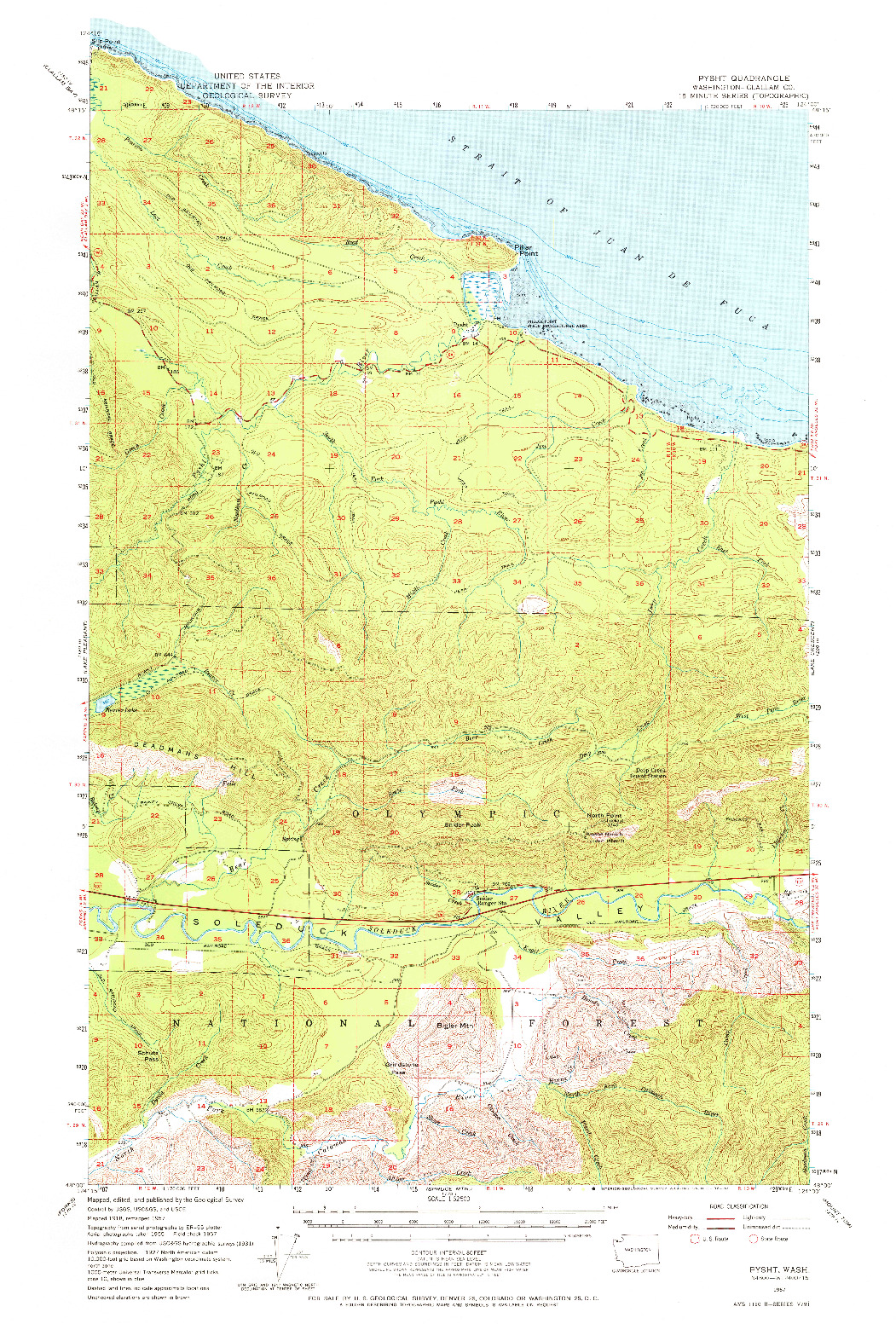 USGS 1:62500-SCALE QUADRANGLE FOR PYSHT, WA 1957