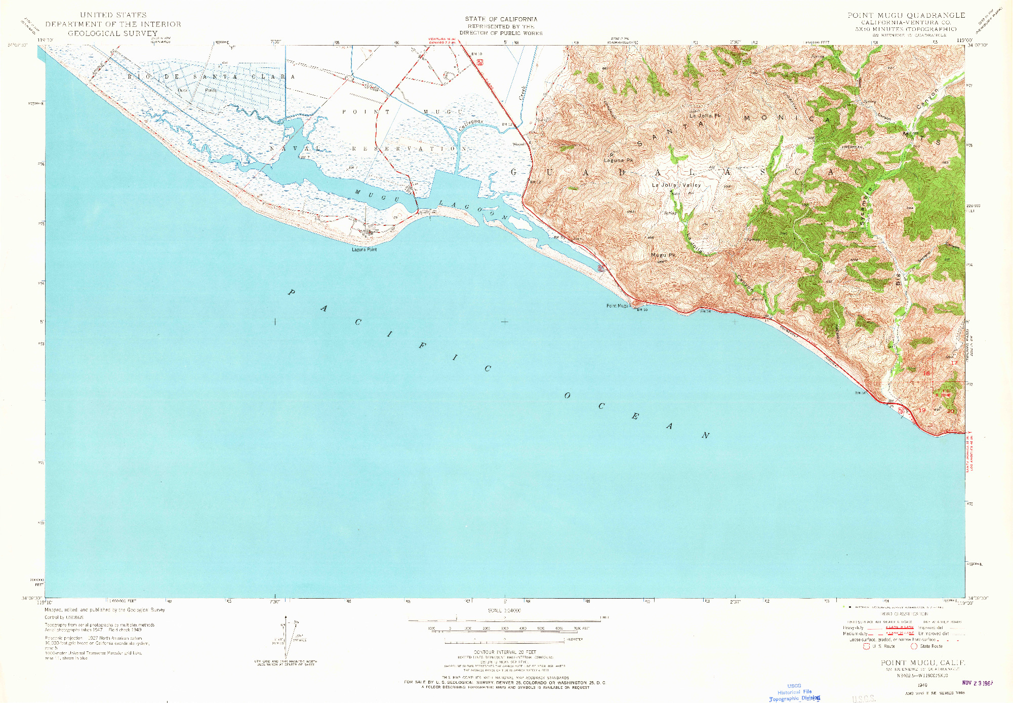 USGS 1:24000-SCALE QUADRANGLE FOR POINT MUGU, CA 1949