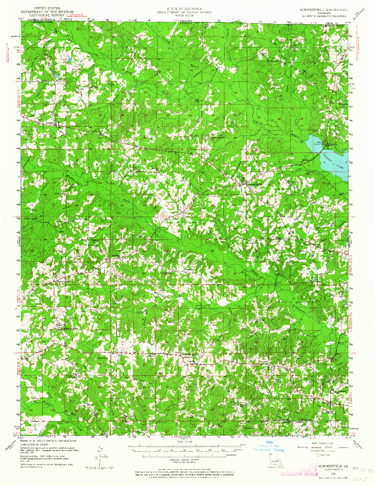 USGS 1:62500-SCALE QUADRANGLE FOR SUMMERFIELD, LA 1951