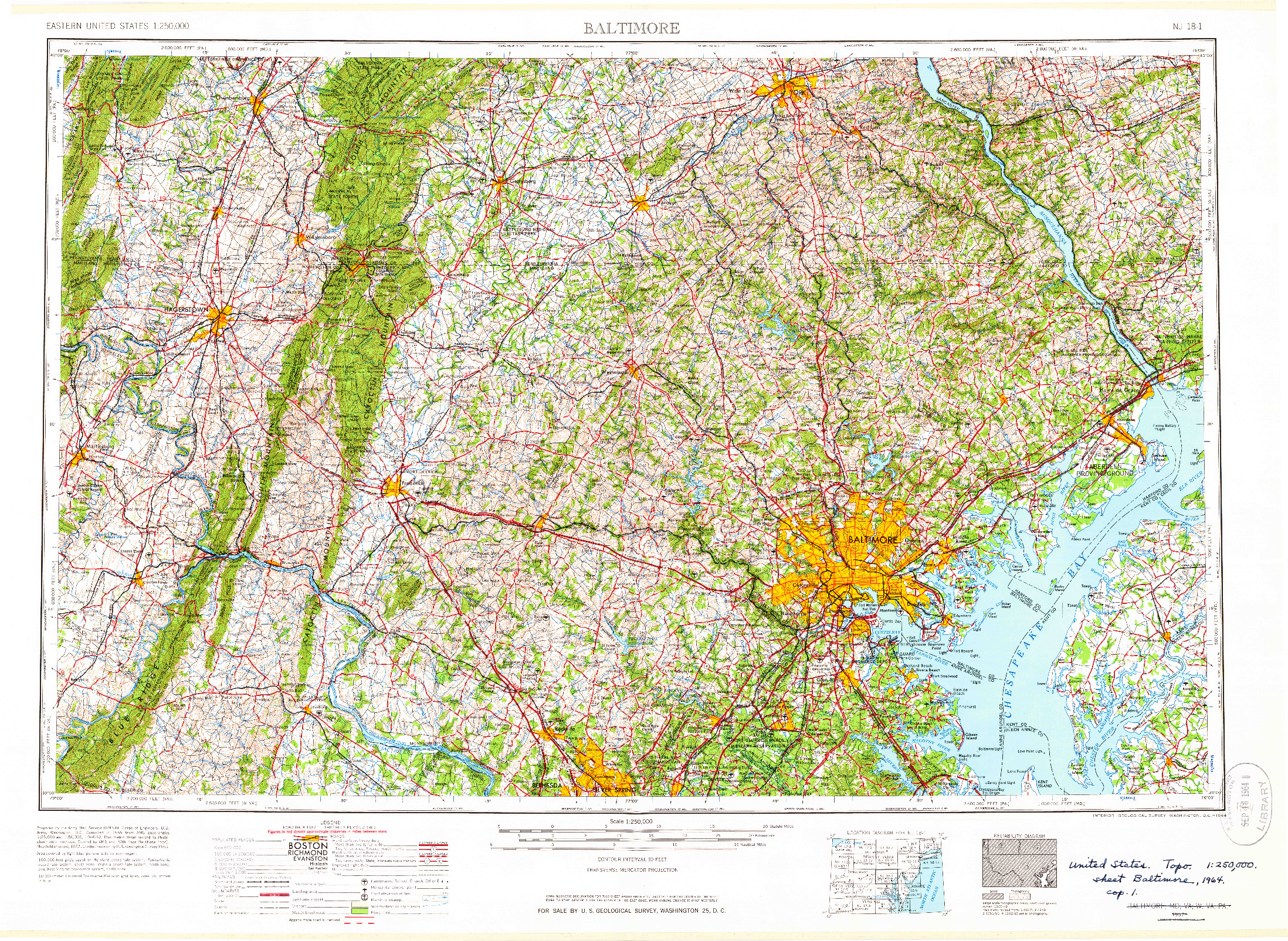 USGS 1:250000-SCALE QUADRANGLE FOR BALTIMORE, MD 1957