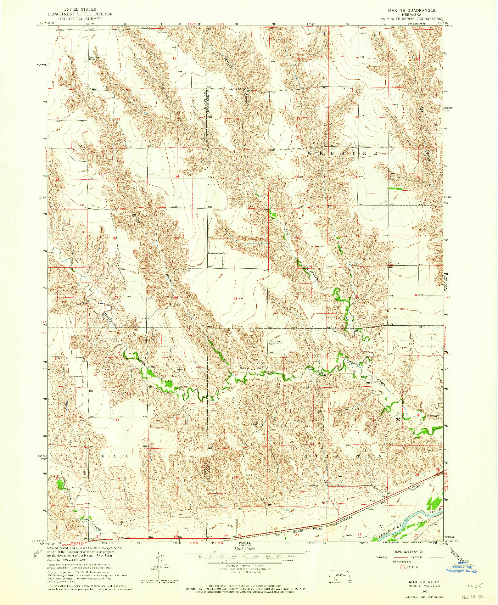 USGS 1:24000-SCALE QUADRANGLE FOR MAX NE, NE 1962