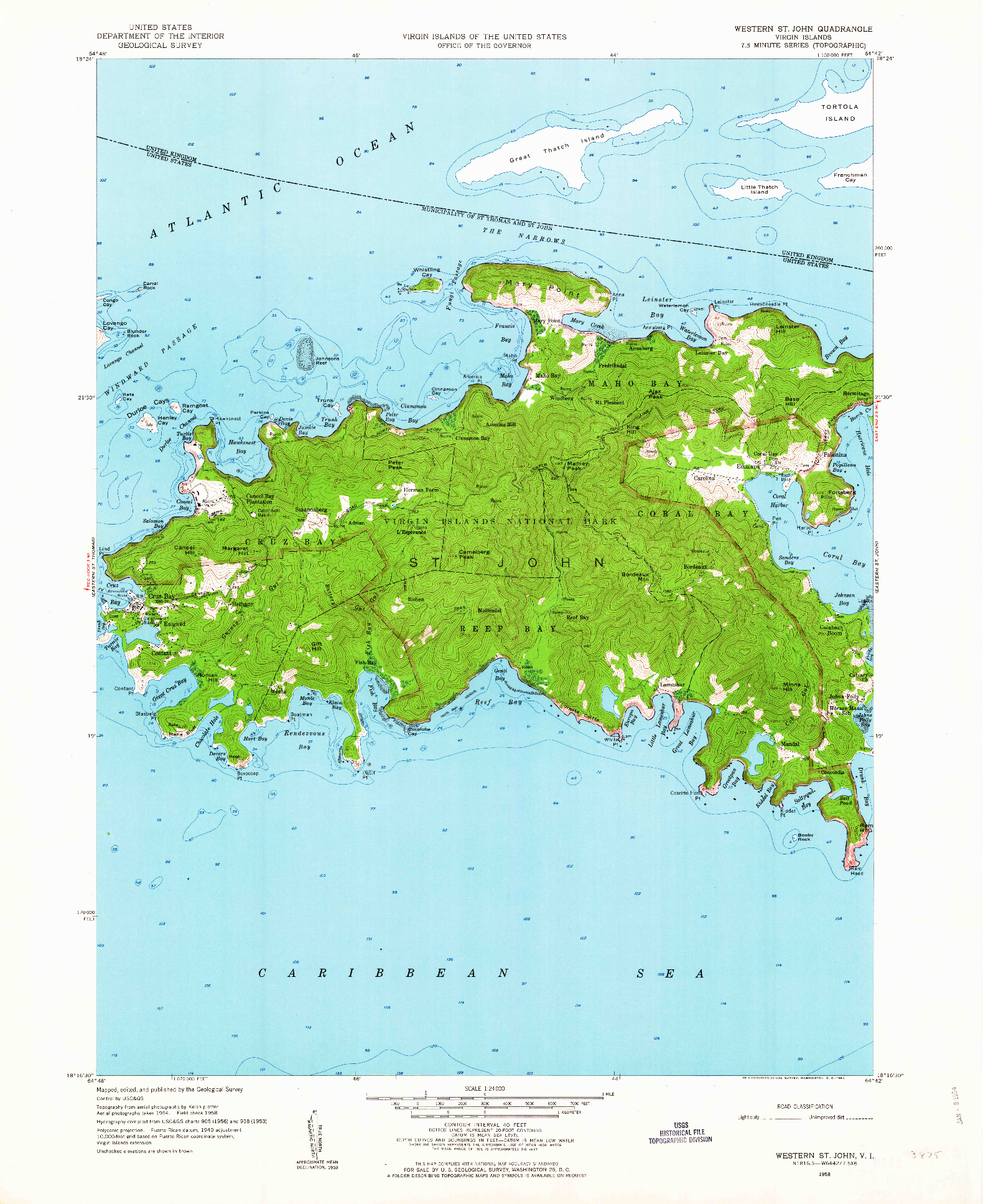 USGS 1:24000-SCALE QUADRANGLE FOR WESTERN ST. JOHN, VI 1958