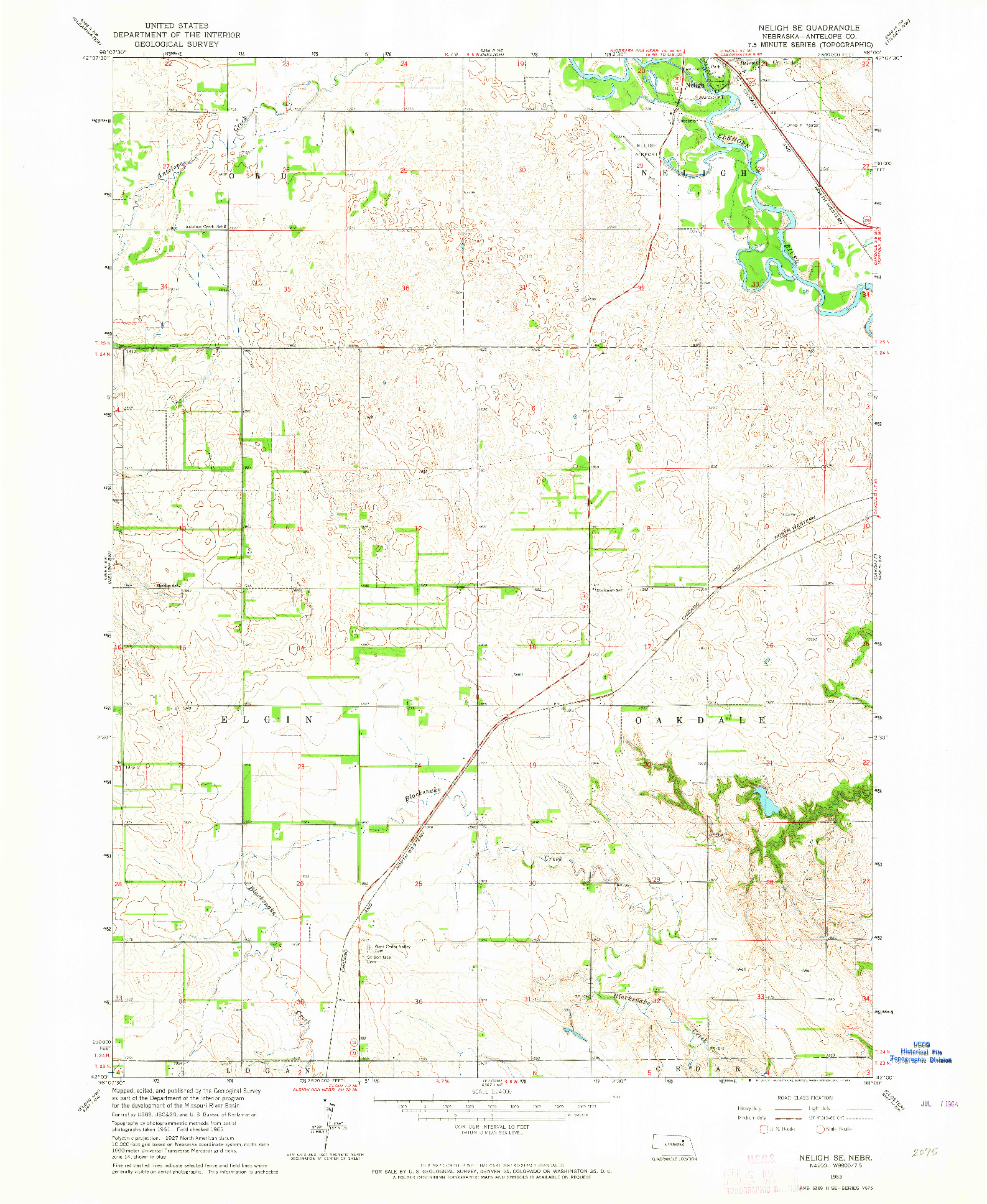 USGS 1:24000-SCALE QUADRANGLE FOR NELIGH SE, NE 1963