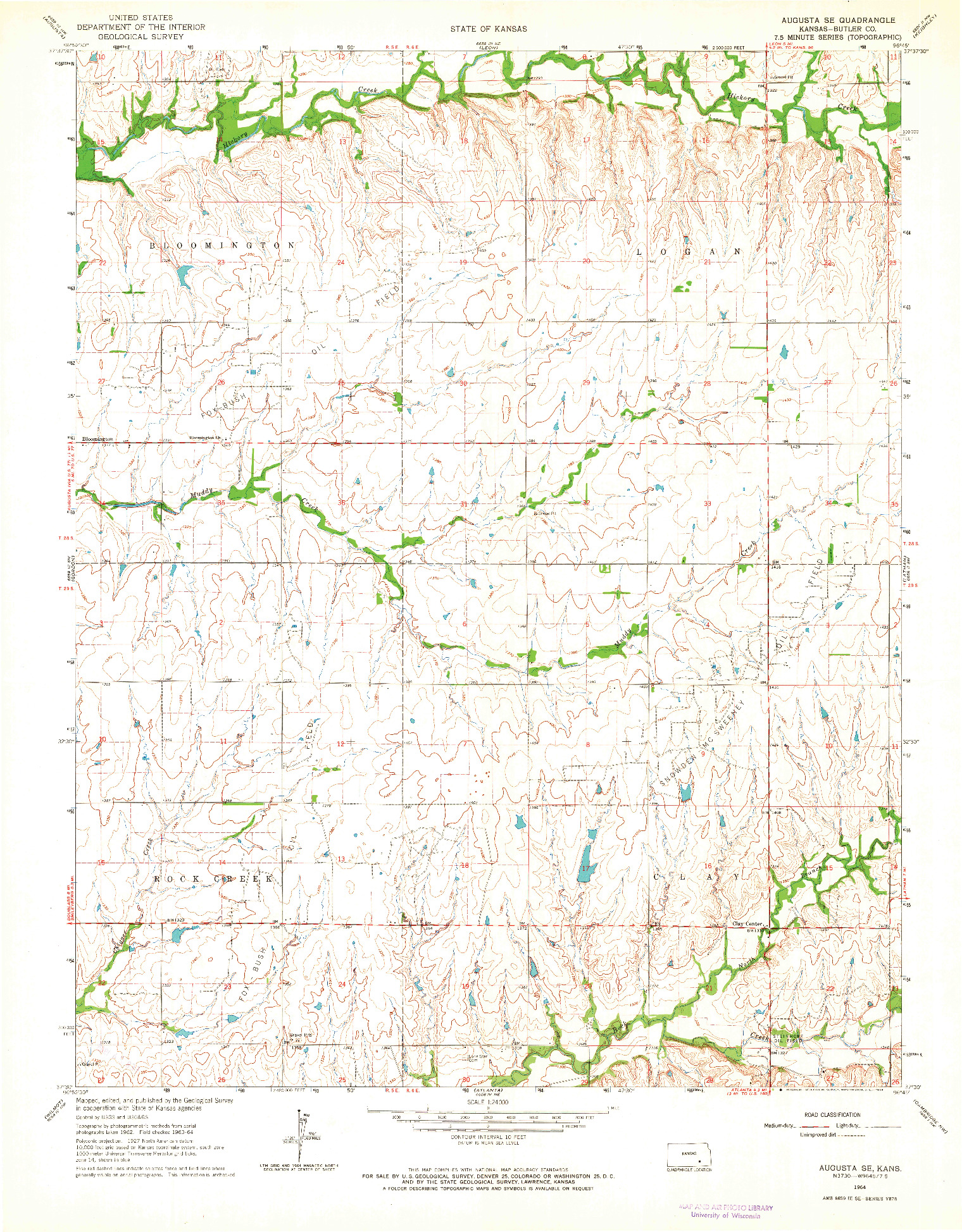 USGS 1:24000-SCALE QUADRANGLE FOR AUGUSTA SE, KS 1964