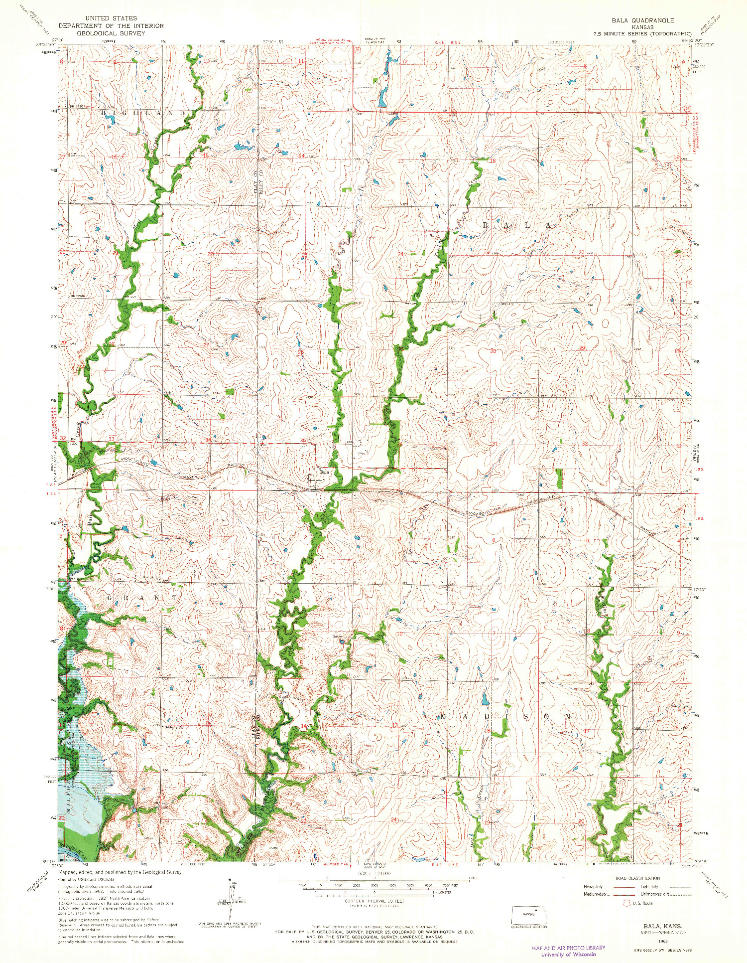 USGS 1:24000-SCALE QUADRANGLE FOR BALA, KS 1963