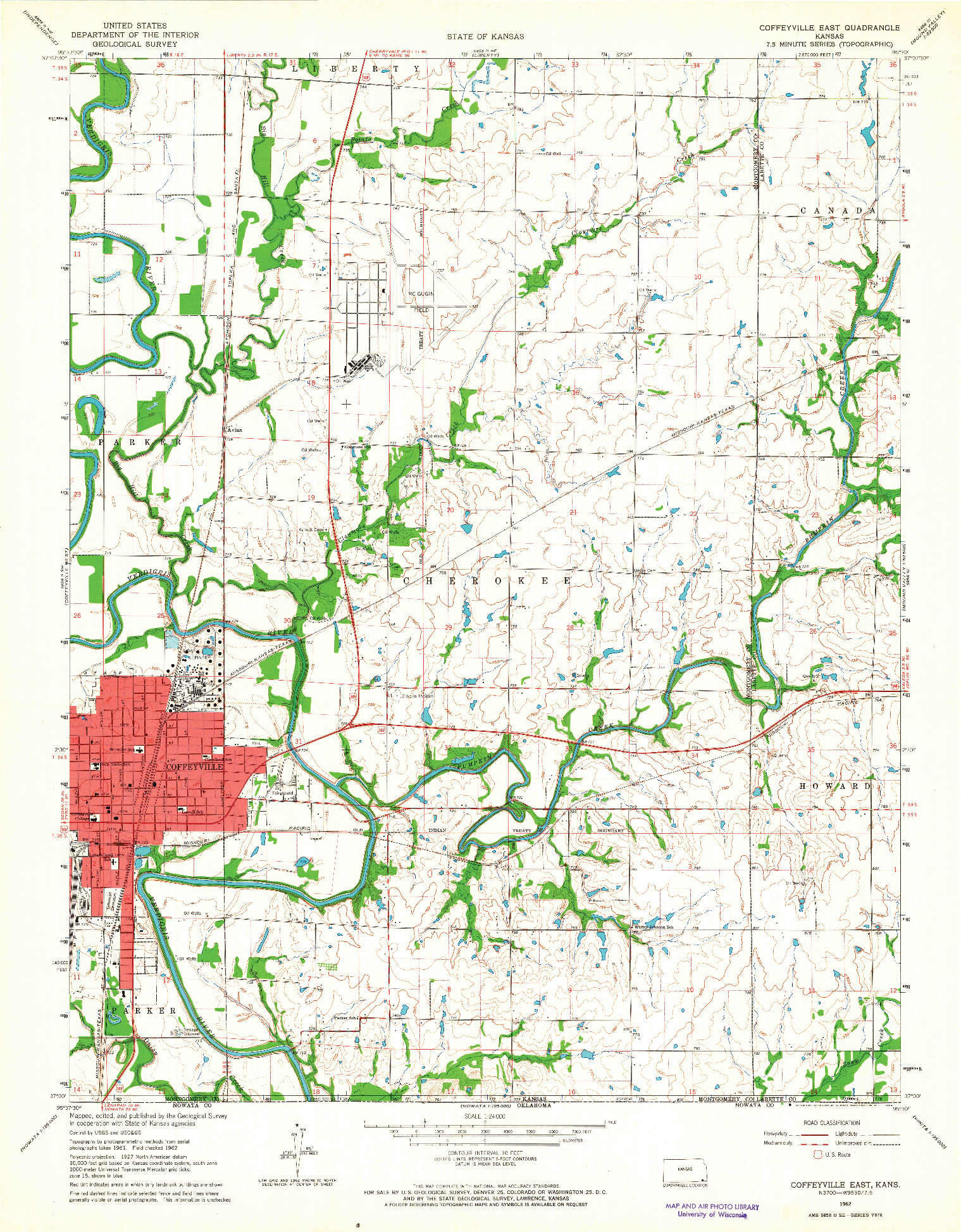 USGS 1:24000-SCALE QUADRANGLE FOR COFFEYVILLE EAST, KS 1962