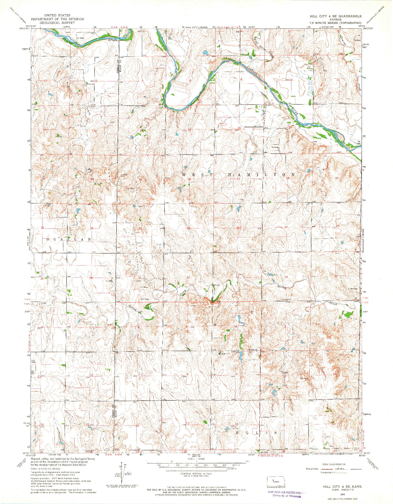 USGS 1:24000-SCALE QUADRANGLE FOR HILL CITY 4 SE, KS 1963
