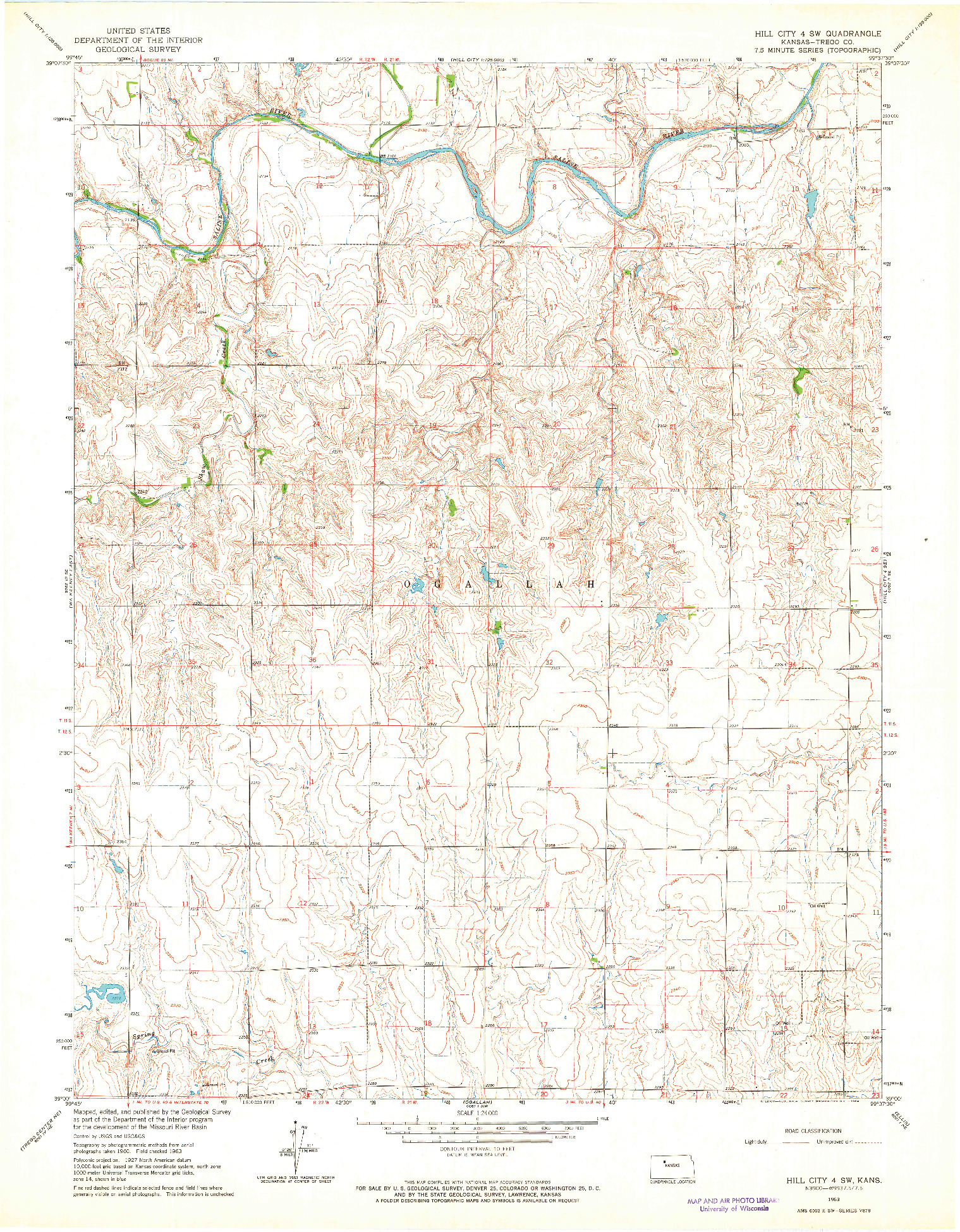 USGS 1:24000-SCALE QUADRANGLE FOR HILL CITY 4 SW, KS 1963