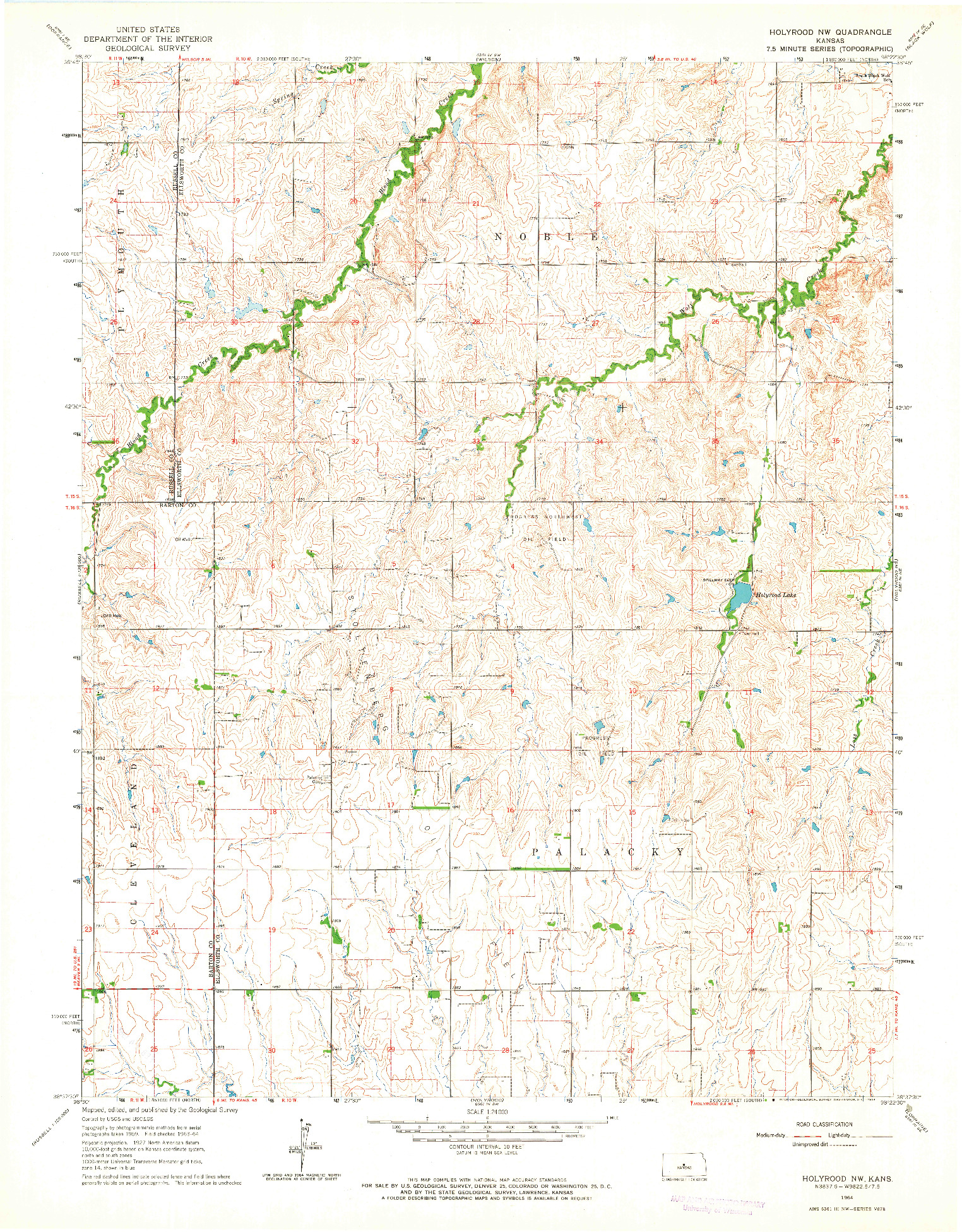 USGS 1:24000-SCALE QUADRANGLE FOR HOLYROOD NW, KS 1964