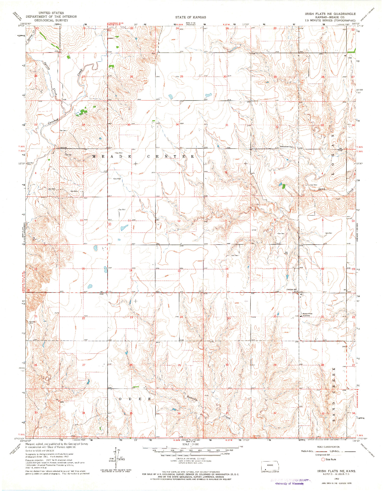 USGS 1:24000-SCALE QUADRANGLE FOR IRISH FLATS NE, KS 1962