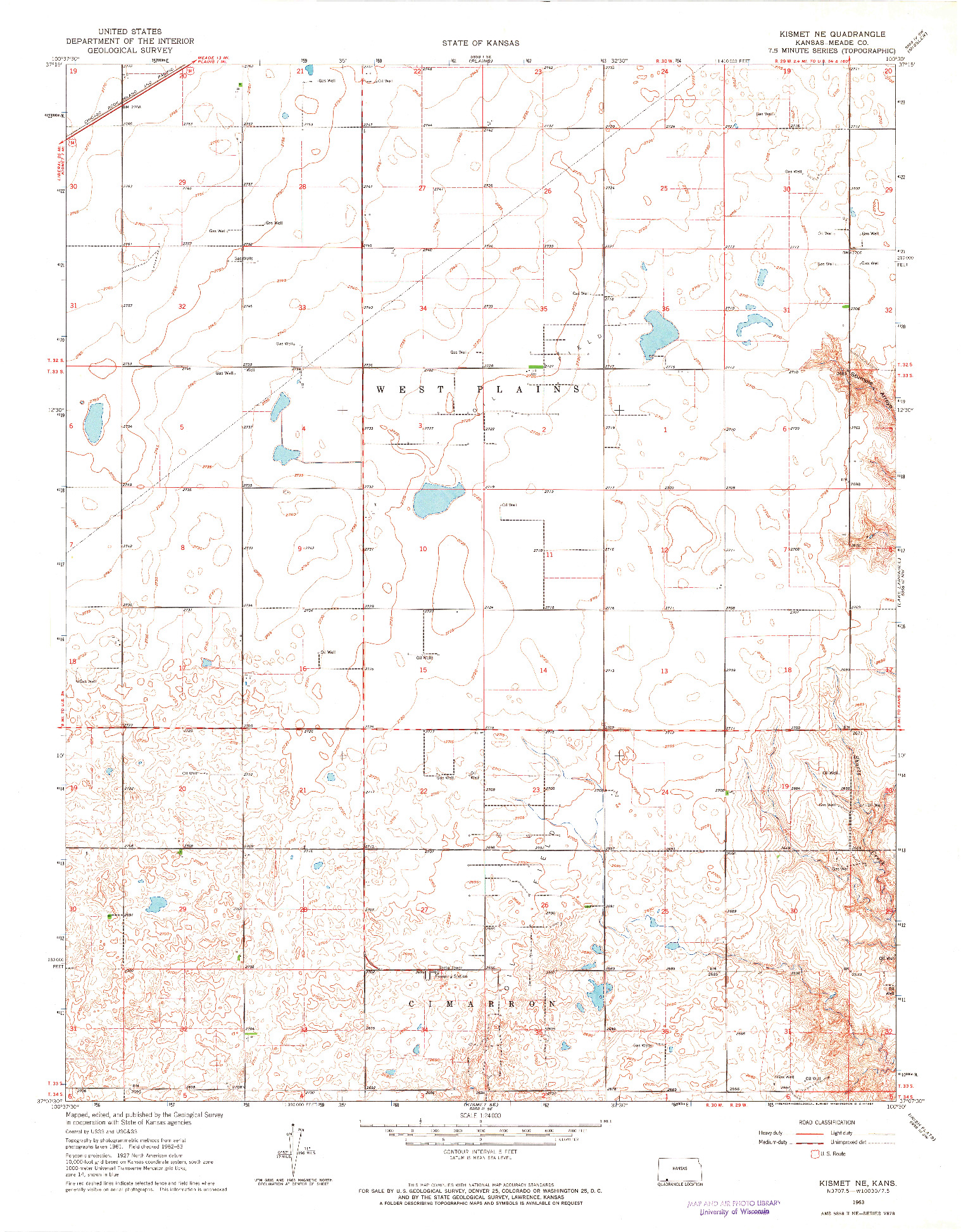 USGS 1:24000-SCALE QUADRANGLE FOR KISMET NE, KS 1963