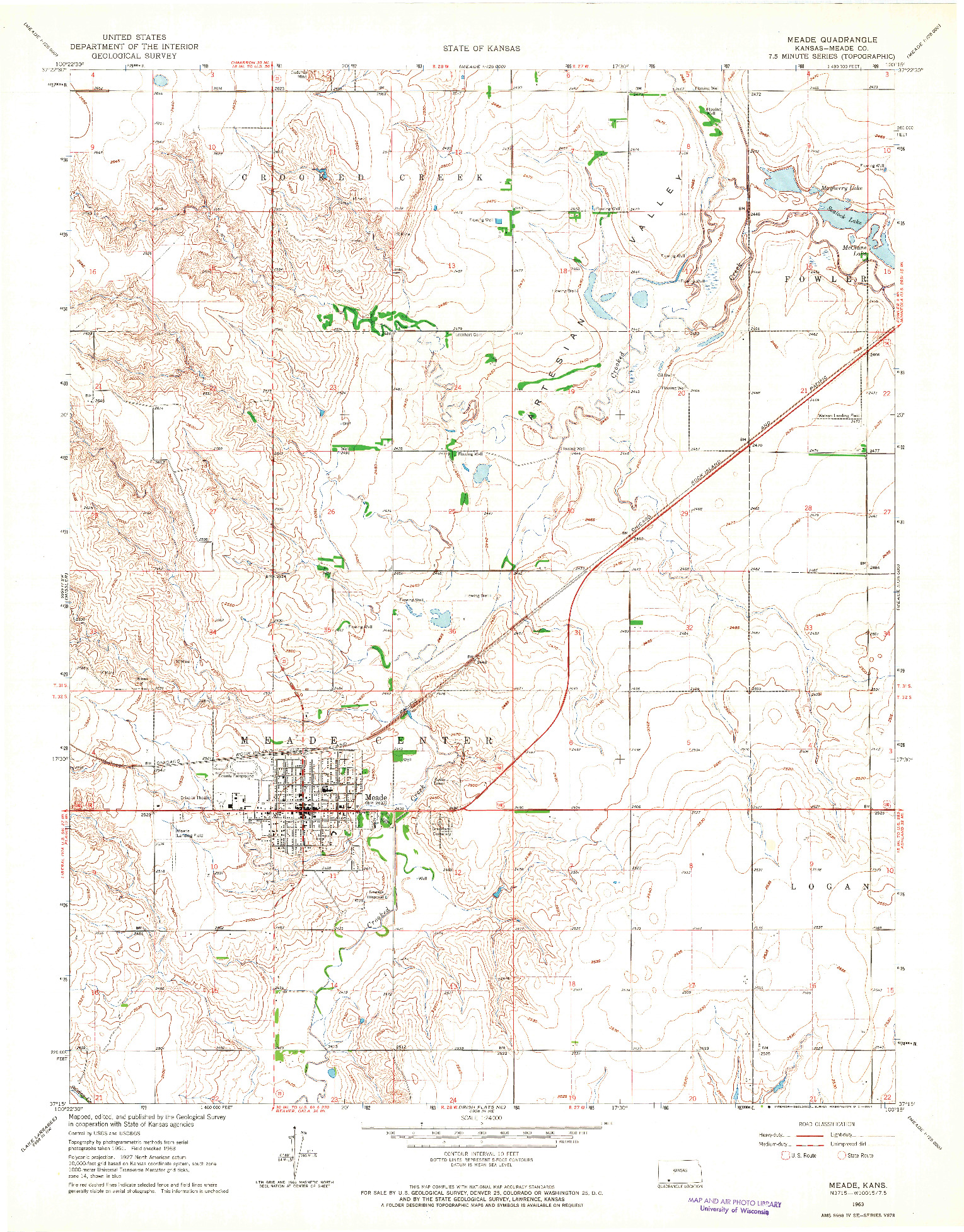 USGS 1:24000-SCALE QUADRANGLE FOR MEADE, KS 1963