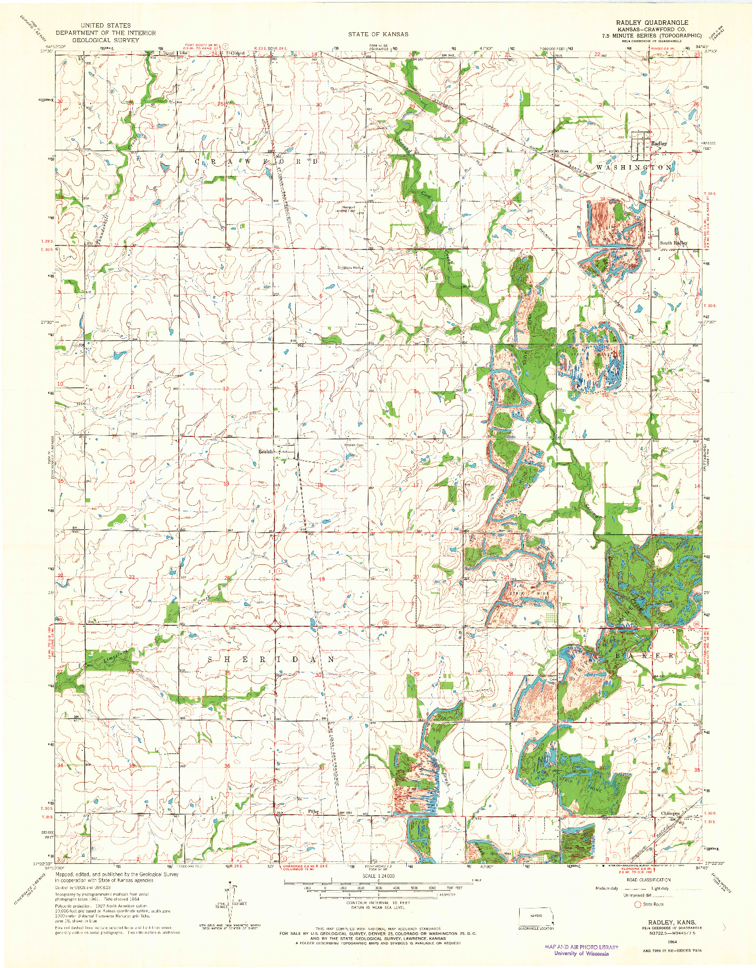 USGS 1:24000-SCALE QUADRANGLE FOR RADLEY, KS 1964