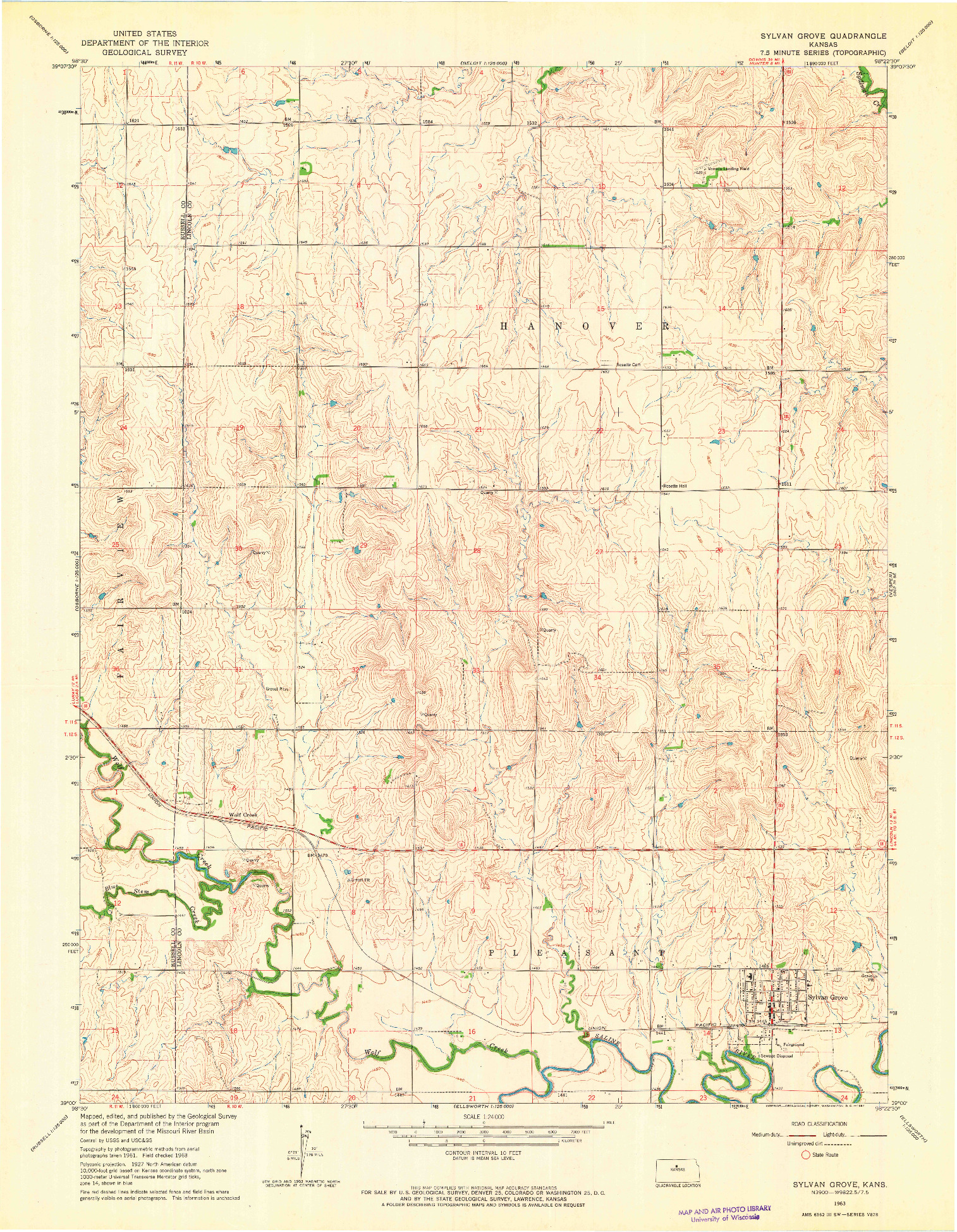 USGS 1:24000-SCALE QUADRANGLE FOR SYLVAN GROVE, KS 1963