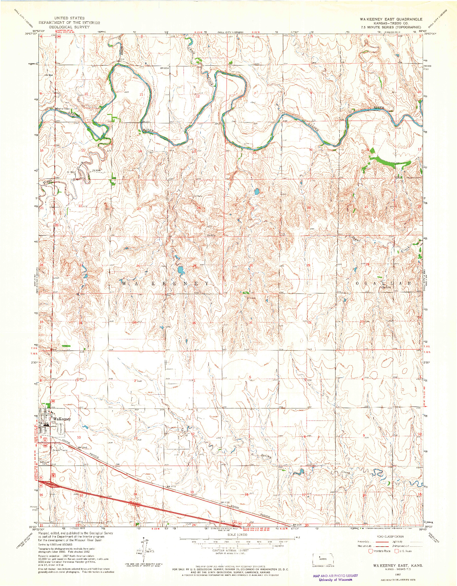 USGS 1:24000-SCALE QUADRANGLE FOR WA KEENEY EAST, KS 1962
