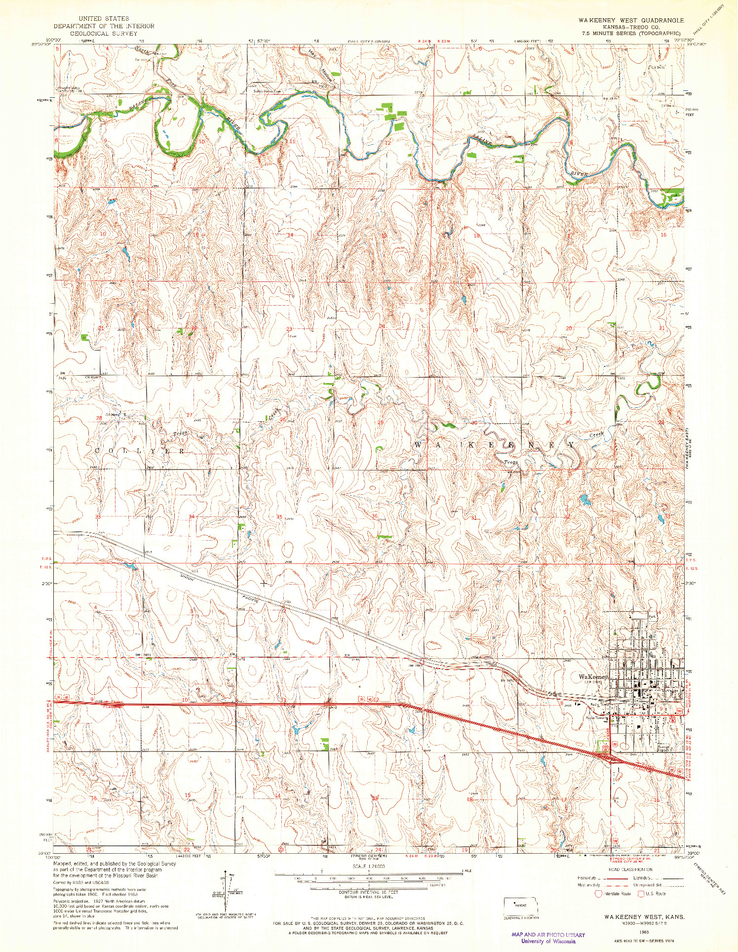 USGS 1:24000-SCALE QUADRANGLE FOR WA KEENEY WEST, KS 1963