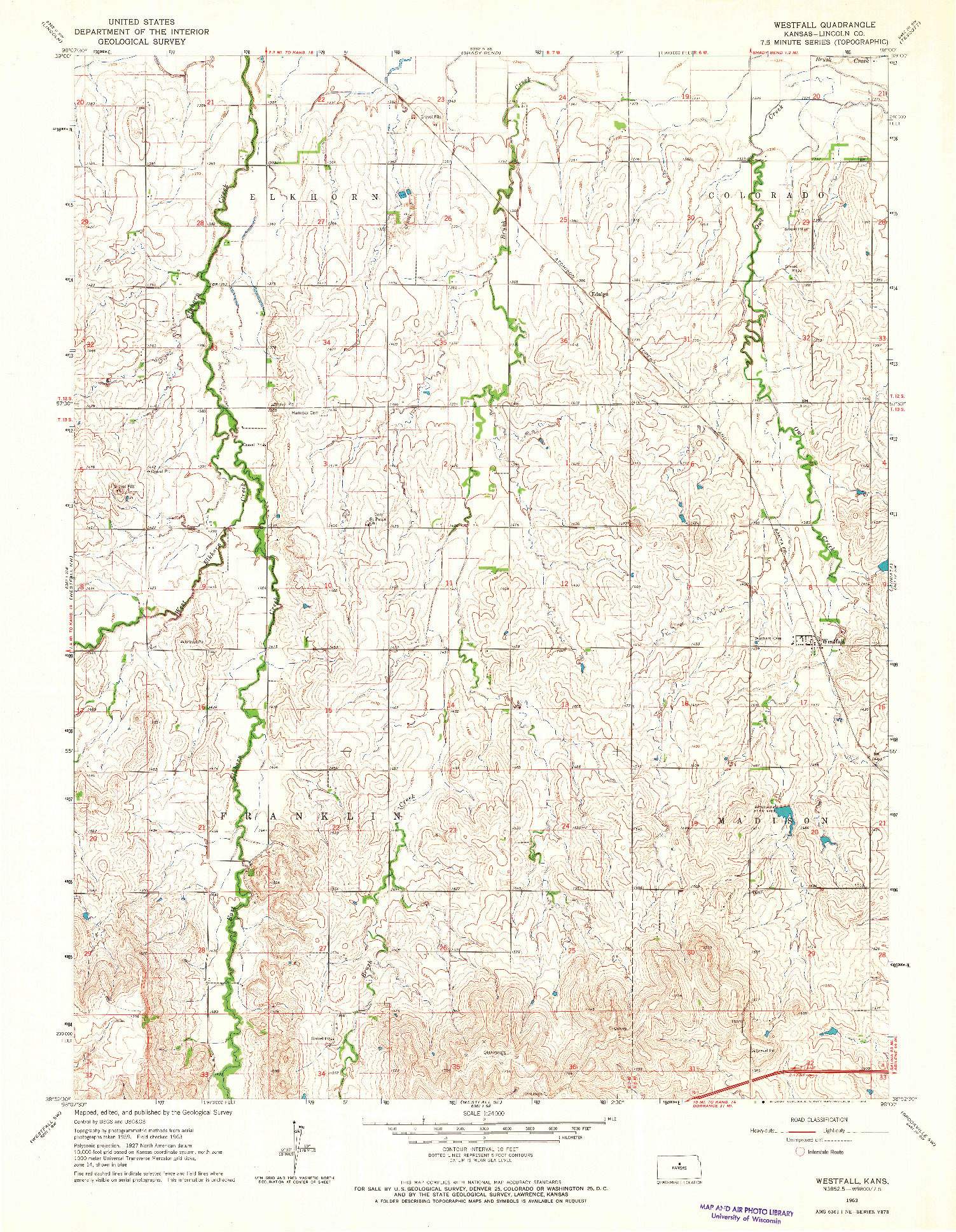 USGS 1:24000-SCALE QUADRANGLE FOR WESTFALL, KS 1963