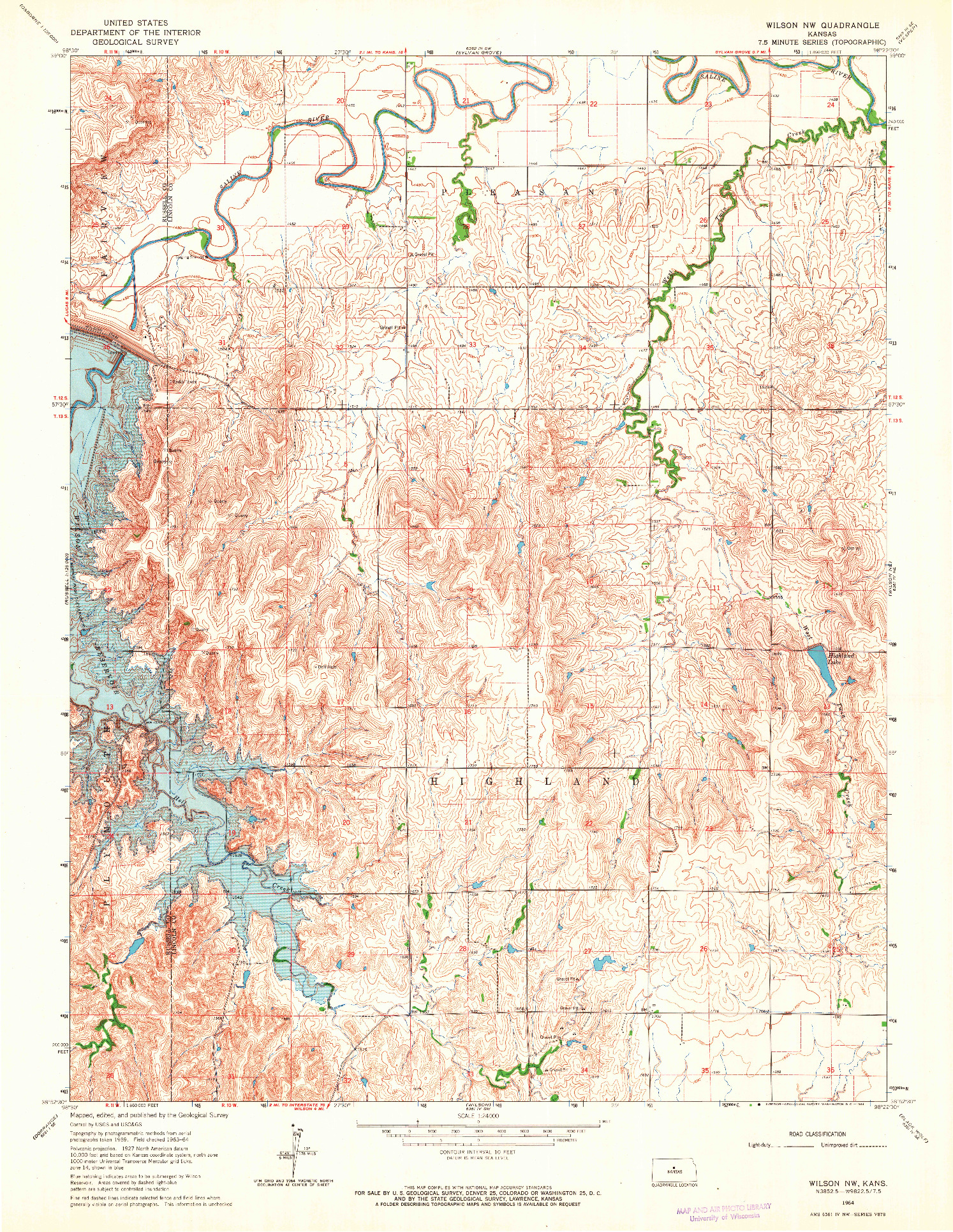 USGS 1:24000-SCALE QUADRANGLE FOR WILSON NW, KS 1964