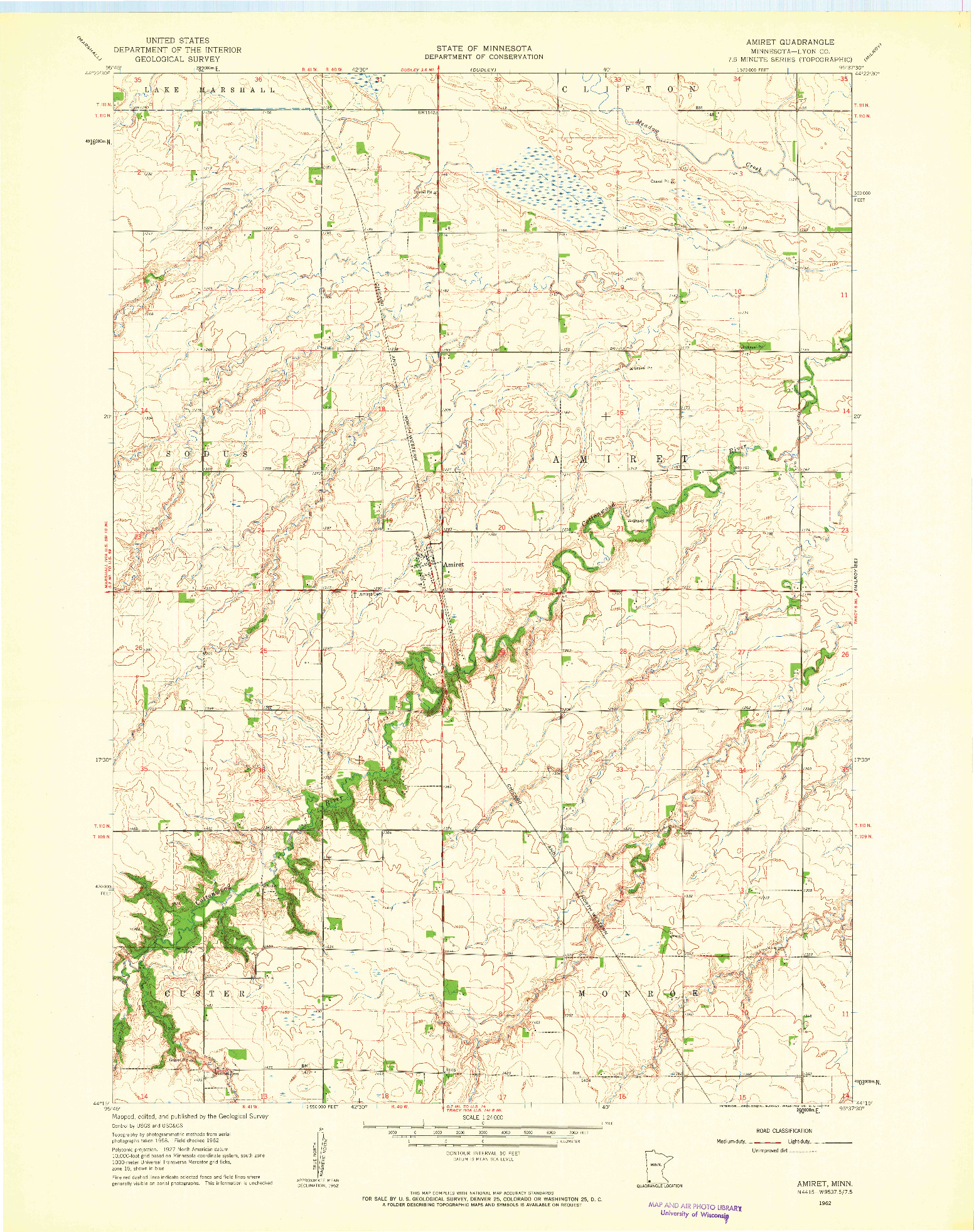 USGS 1:24000-SCALE QUADRANGLE FOR AMIRET, MN 1962