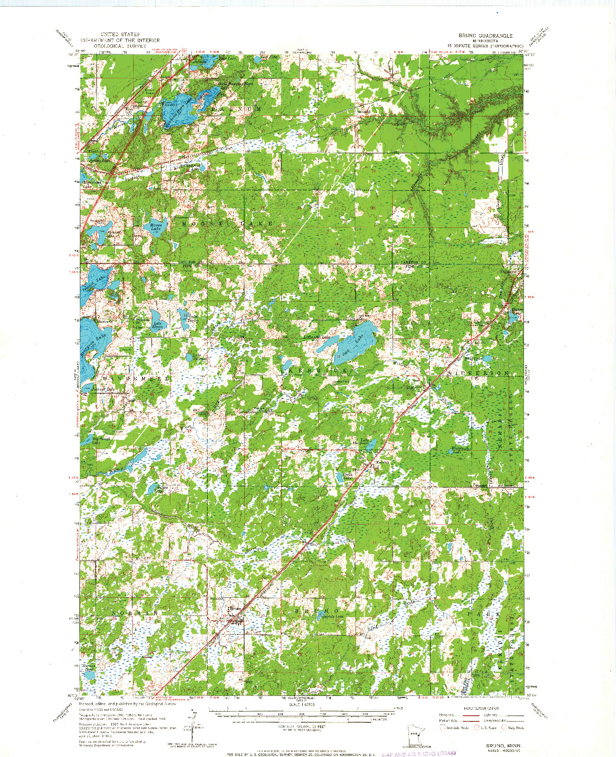 USGS 1:62500-SCALE QUADRANGLE FOR BRUNO, MN 1962