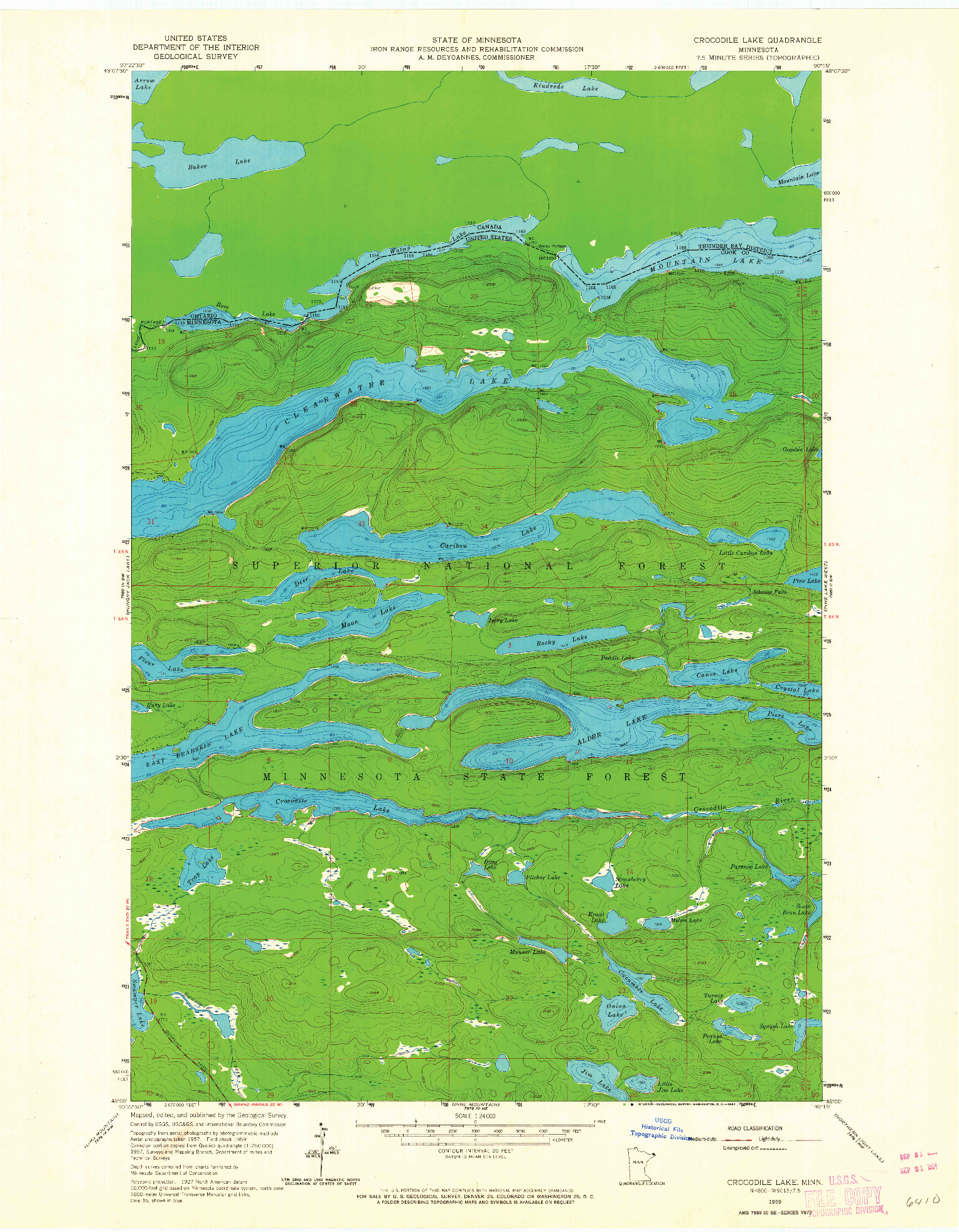 USGS 1:24000-SCALE QUADRANGLE FOR CROCODILE LAKE, MN 1959