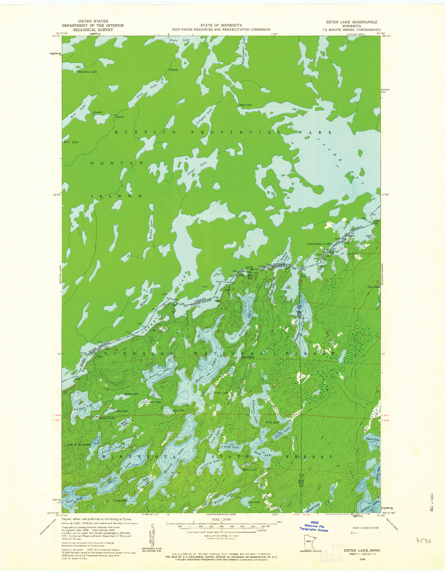 USGS 1:24000-SCALE QUADRANGLE FOR ESTER LAKE, MN 1959