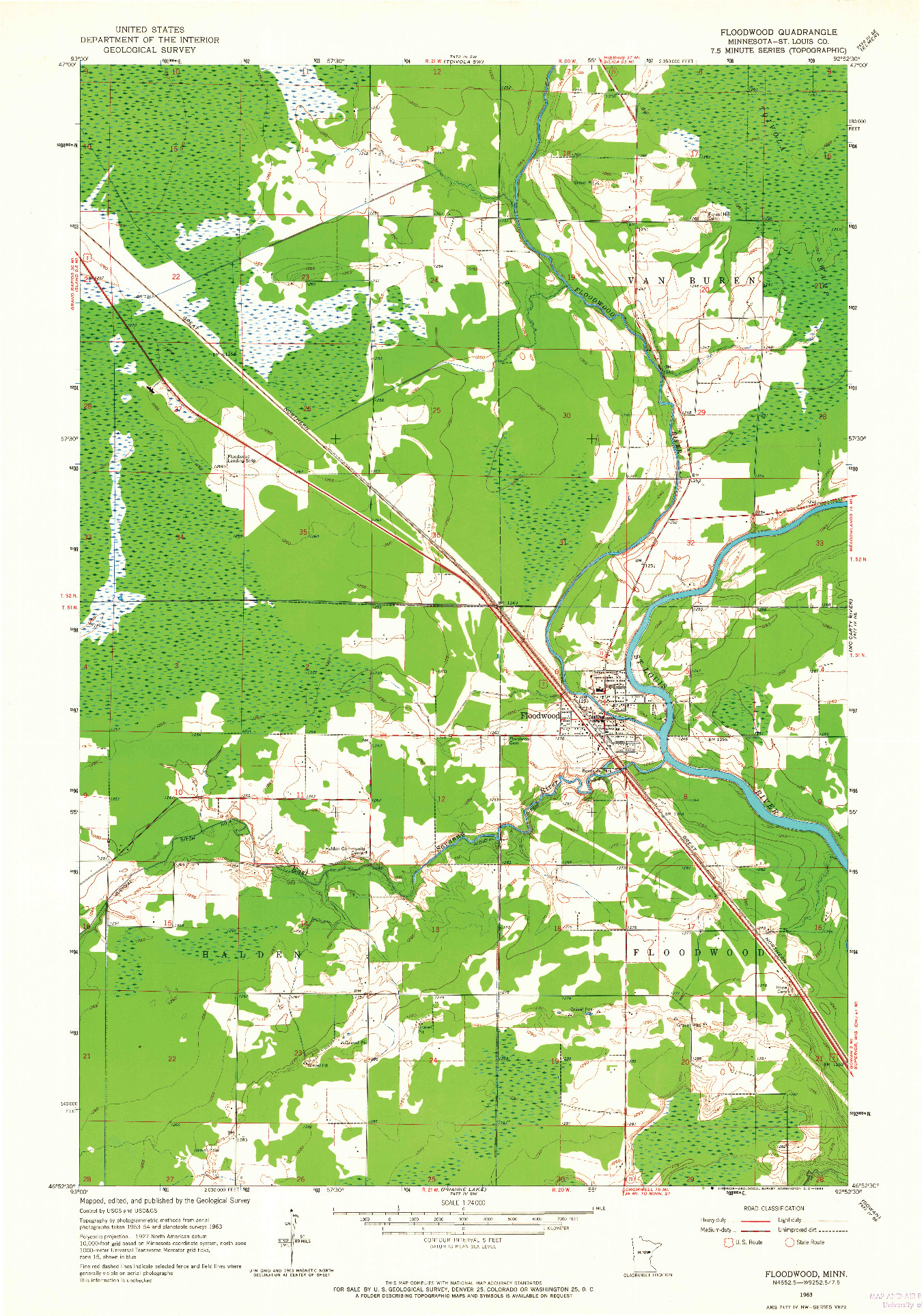 USGS 1:24000-SCALE QUADRANGLE FOR FLOODWOOD, MN 1963